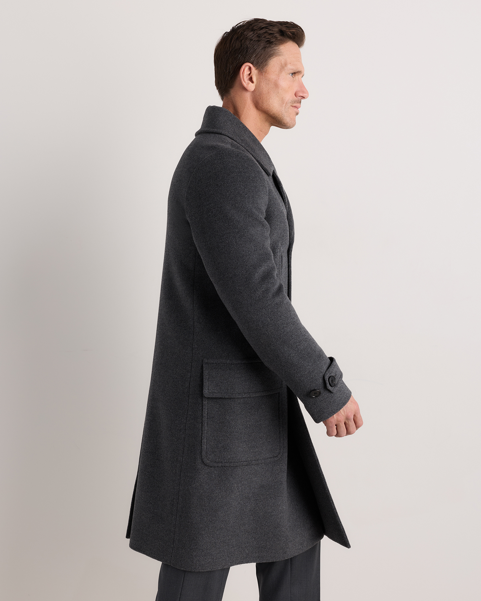 Wool Cashmere Double-Breasted Officer Topcoat