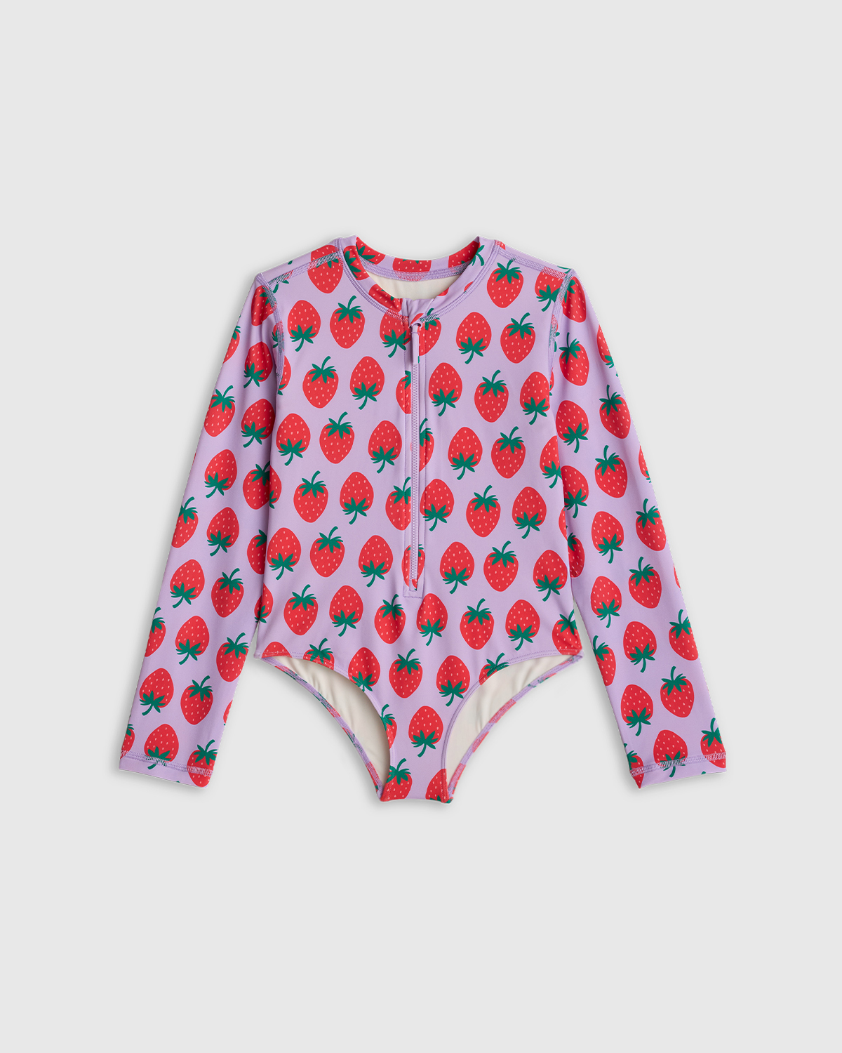 Strawberries Long Sleeve Zip-Up Swimsuit