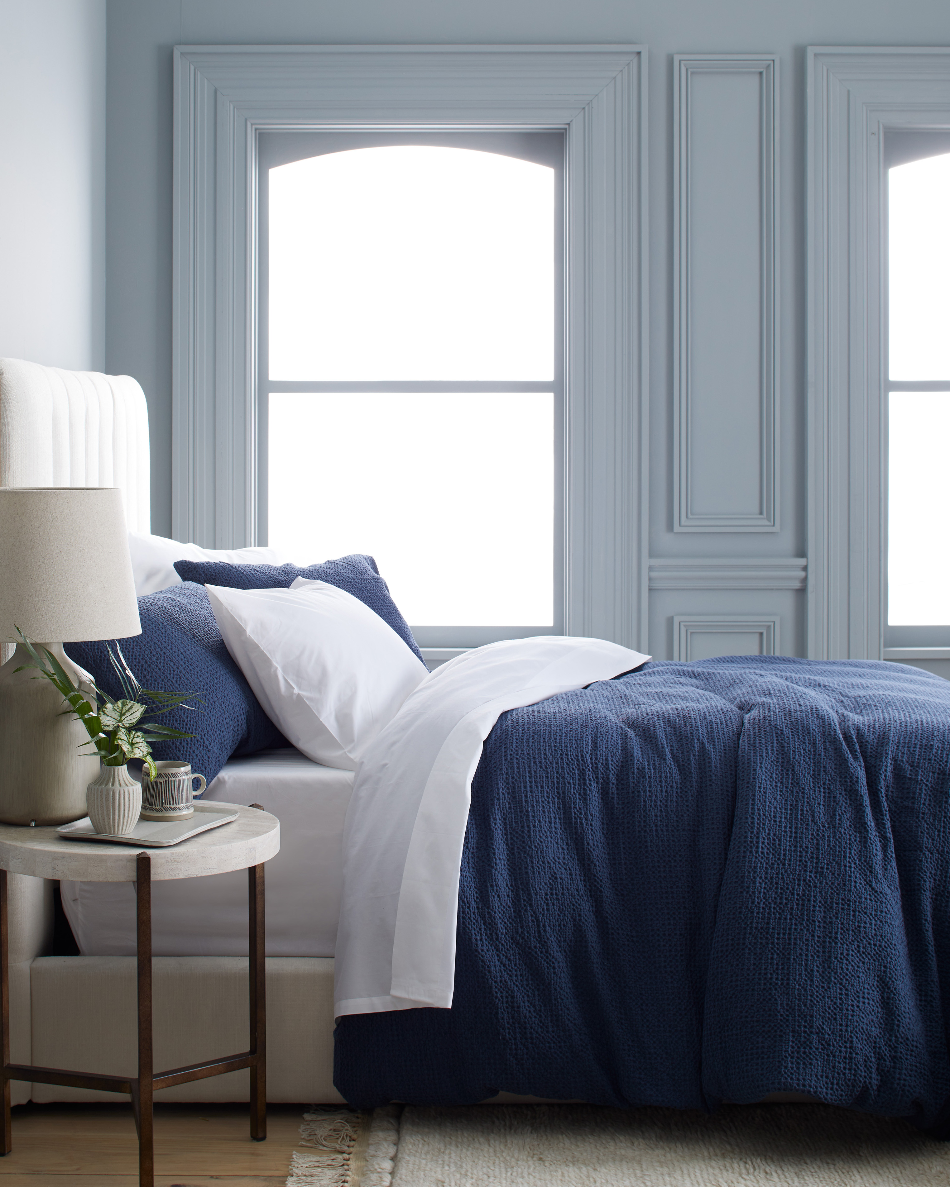 Indigo Organic Luxe Honeycomb Duvet Cover