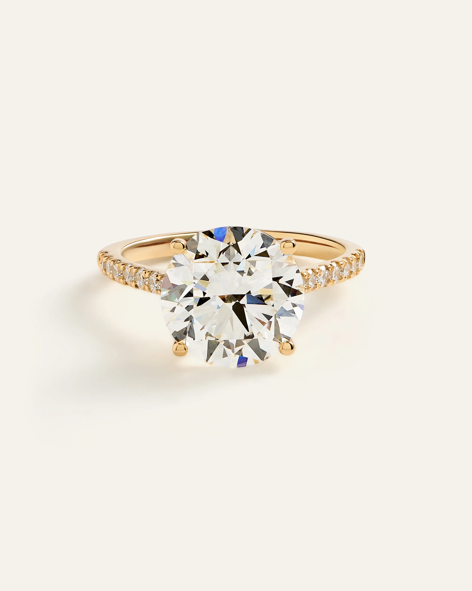 Lab Grown Diamond Round Pave Trellis Cathedral Engagement Ring - 5ct