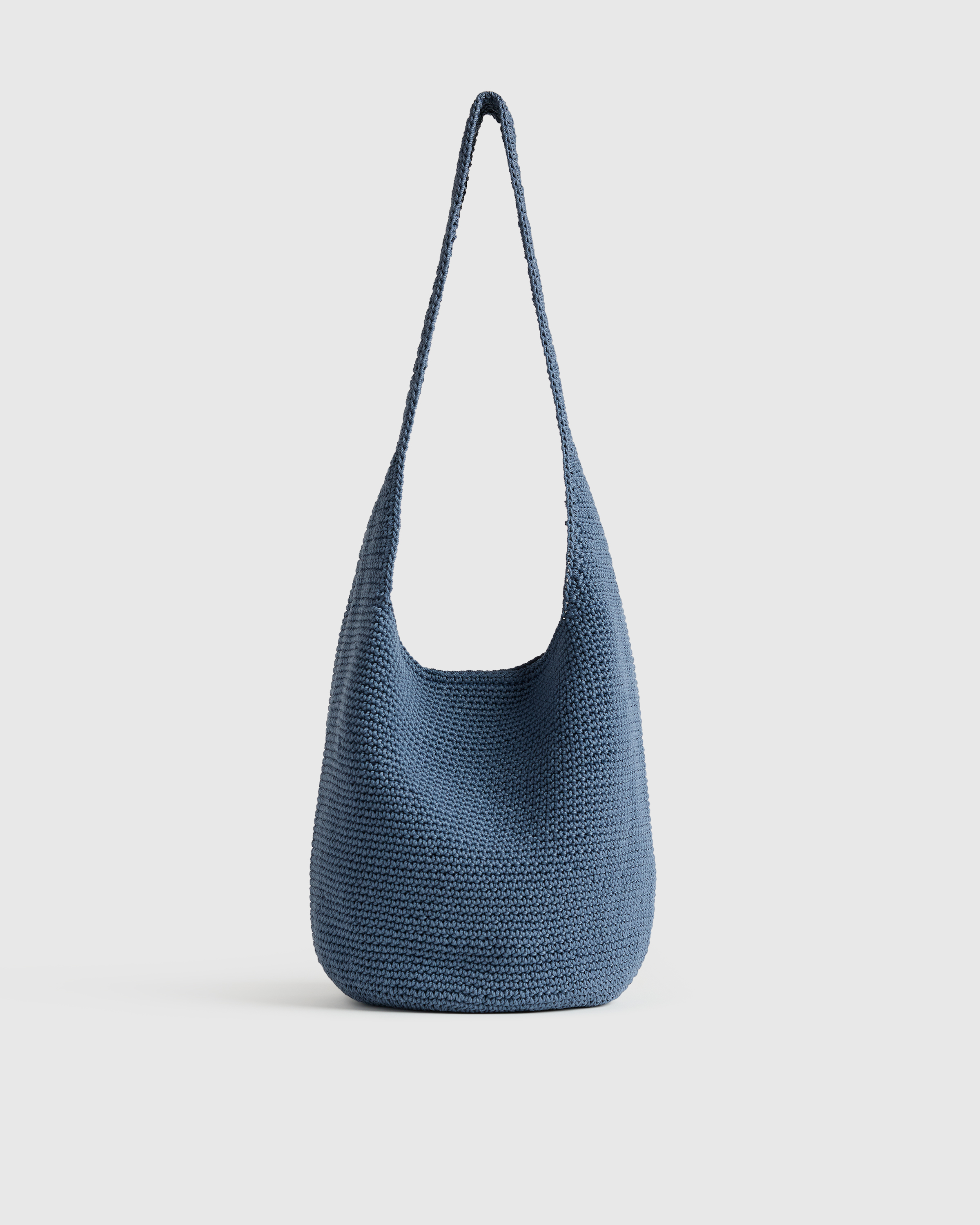 Quince Women's Hand Crochet Hobo Shoulder Bag In Denim Blue