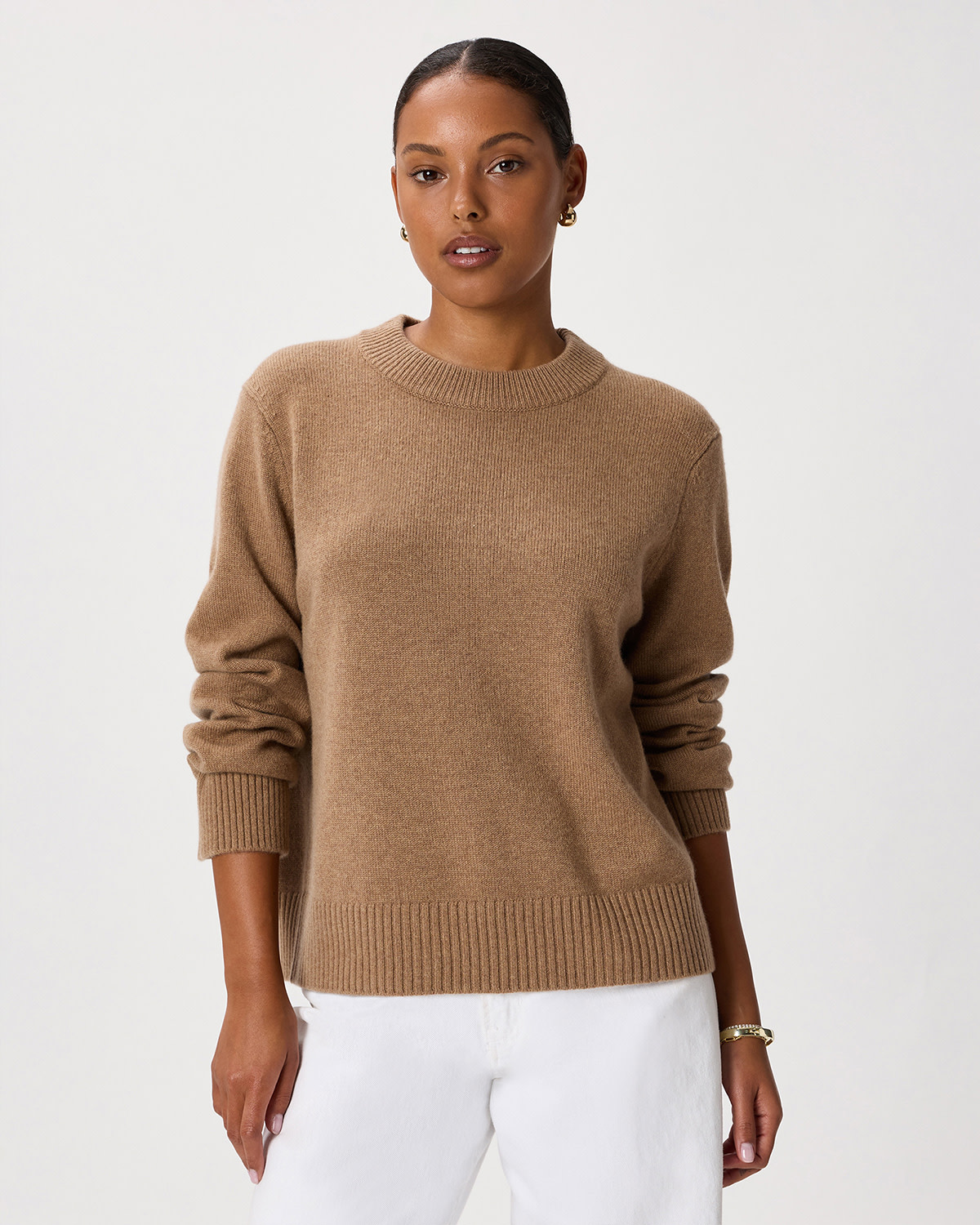 Quince Mongolian Cashmere Oversized Crewneck Sweater in Teak