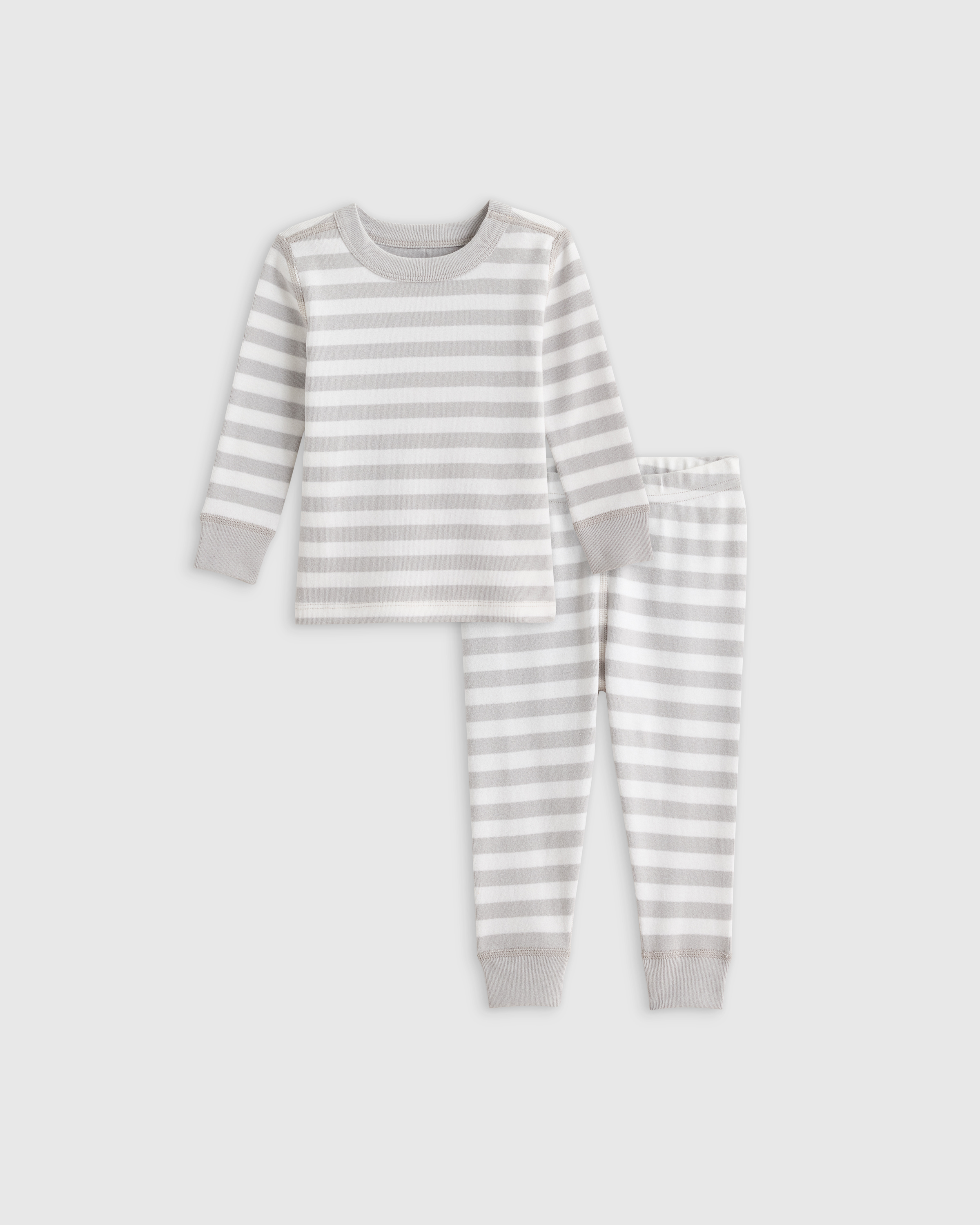 Quince Long Sleeve And Pants Pajama Set In Grey Stripe
