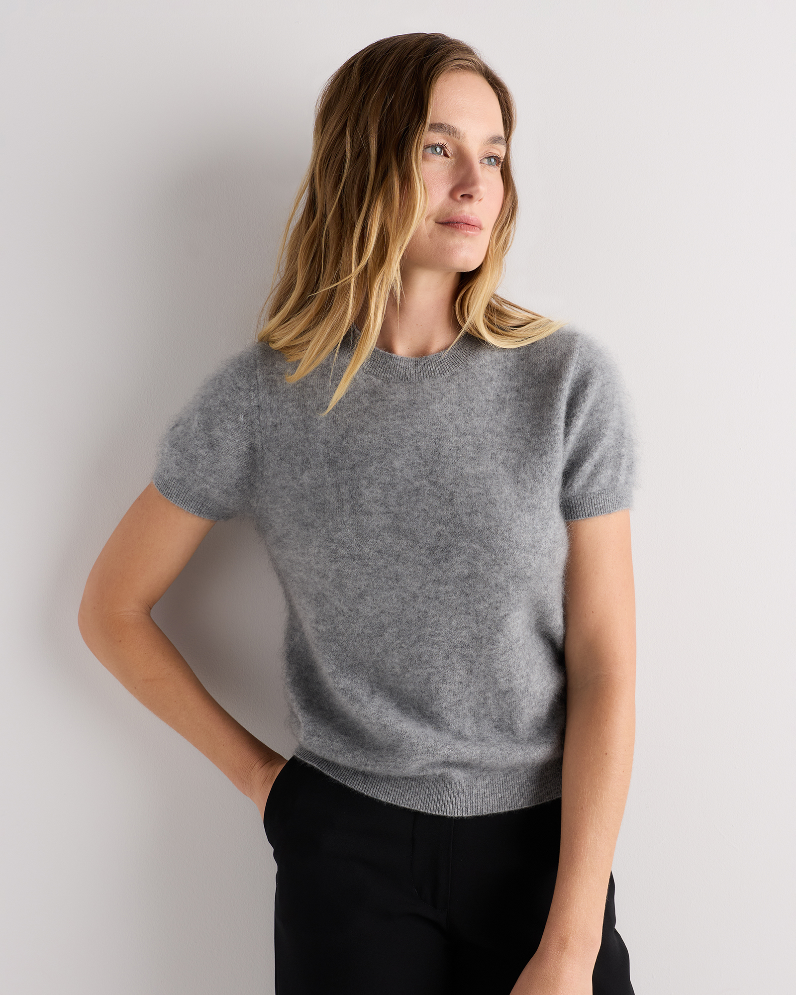 Heather Grey Women's Brushed Cashmere Tee