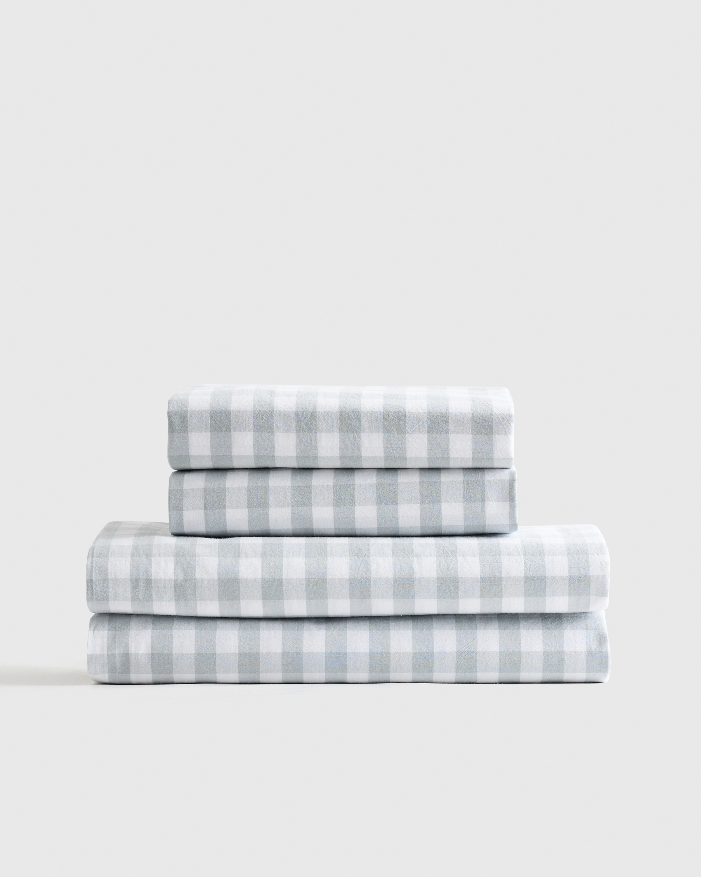 Blue Fog Classic Organic Percale Gingham Sheet Set