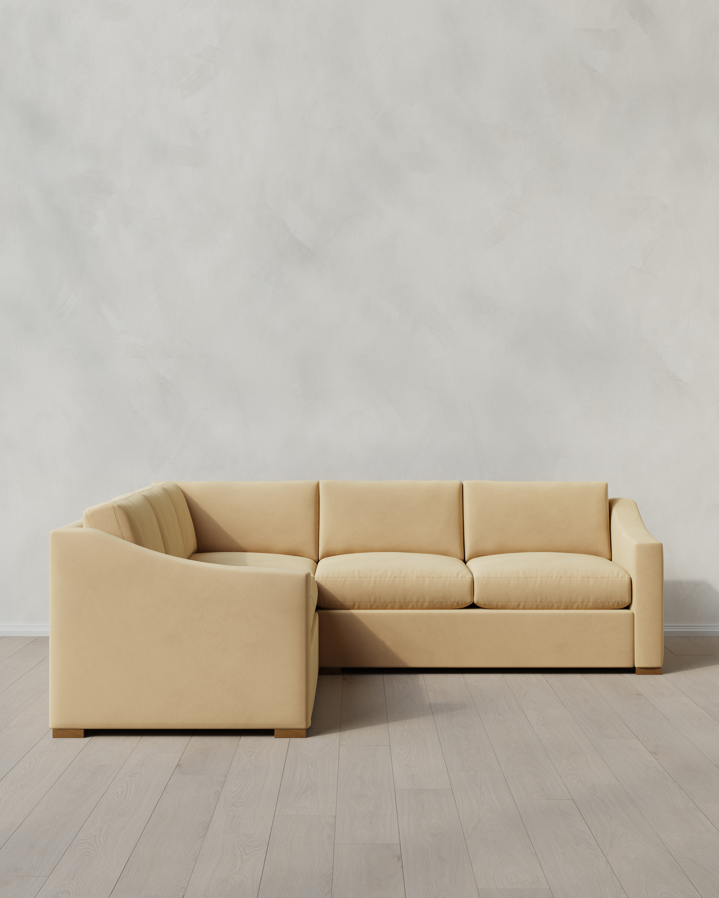 Linen Hollis Slope Arm L Sectional in Performance Velvet