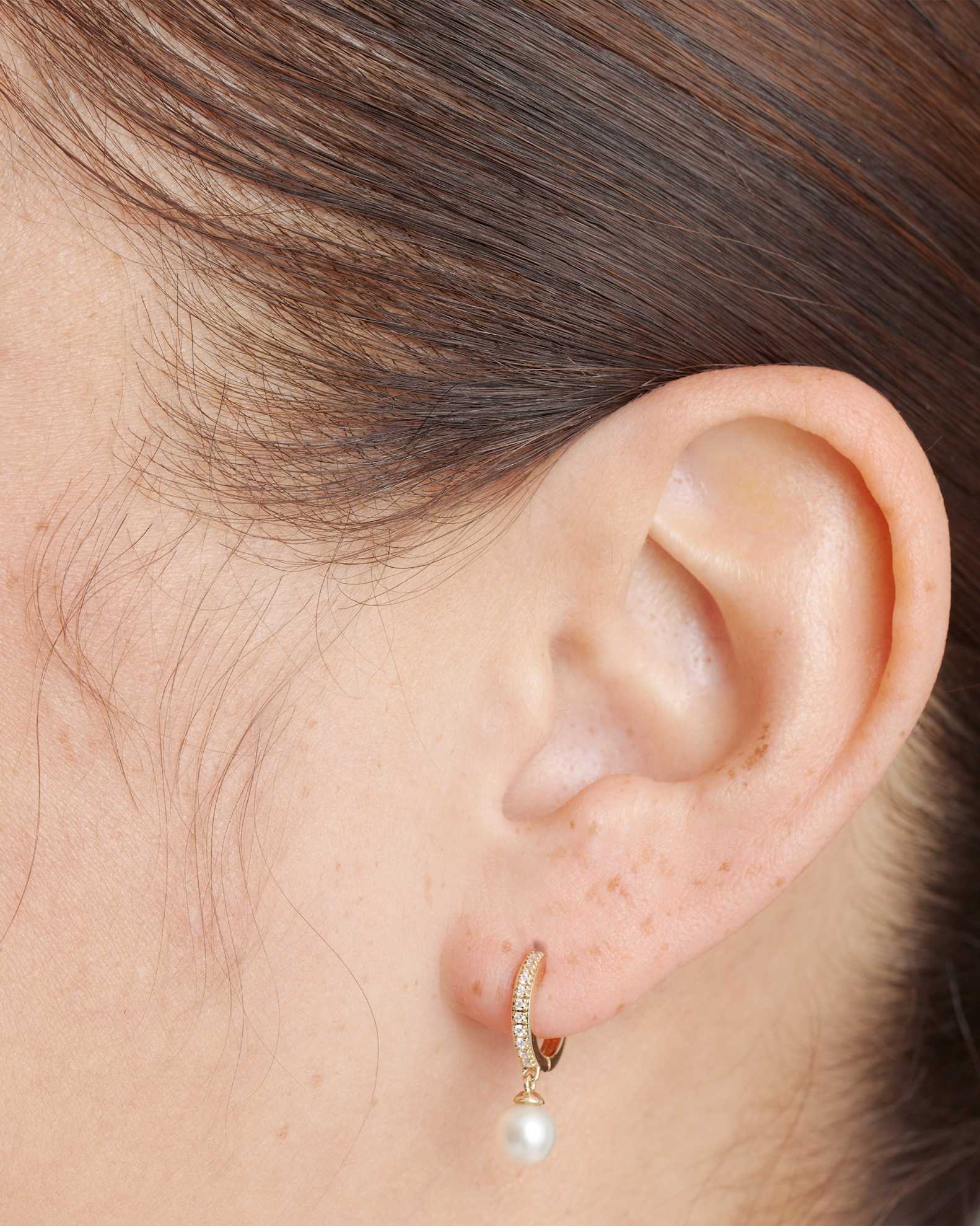 14K Gold Pearl Drop Earrings