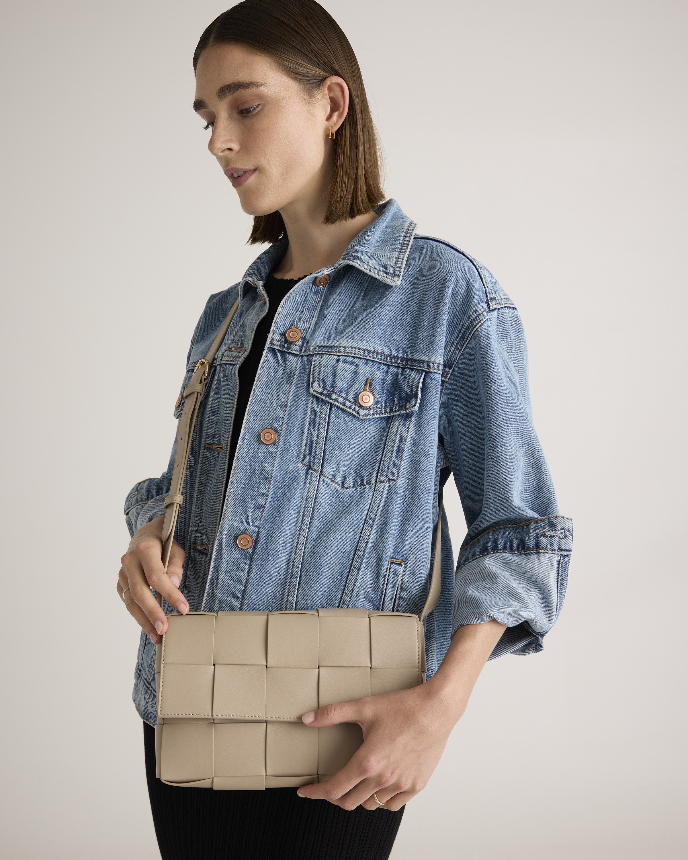 Italian Leather Handwoven Flap Crossbody - Thumbnail 5