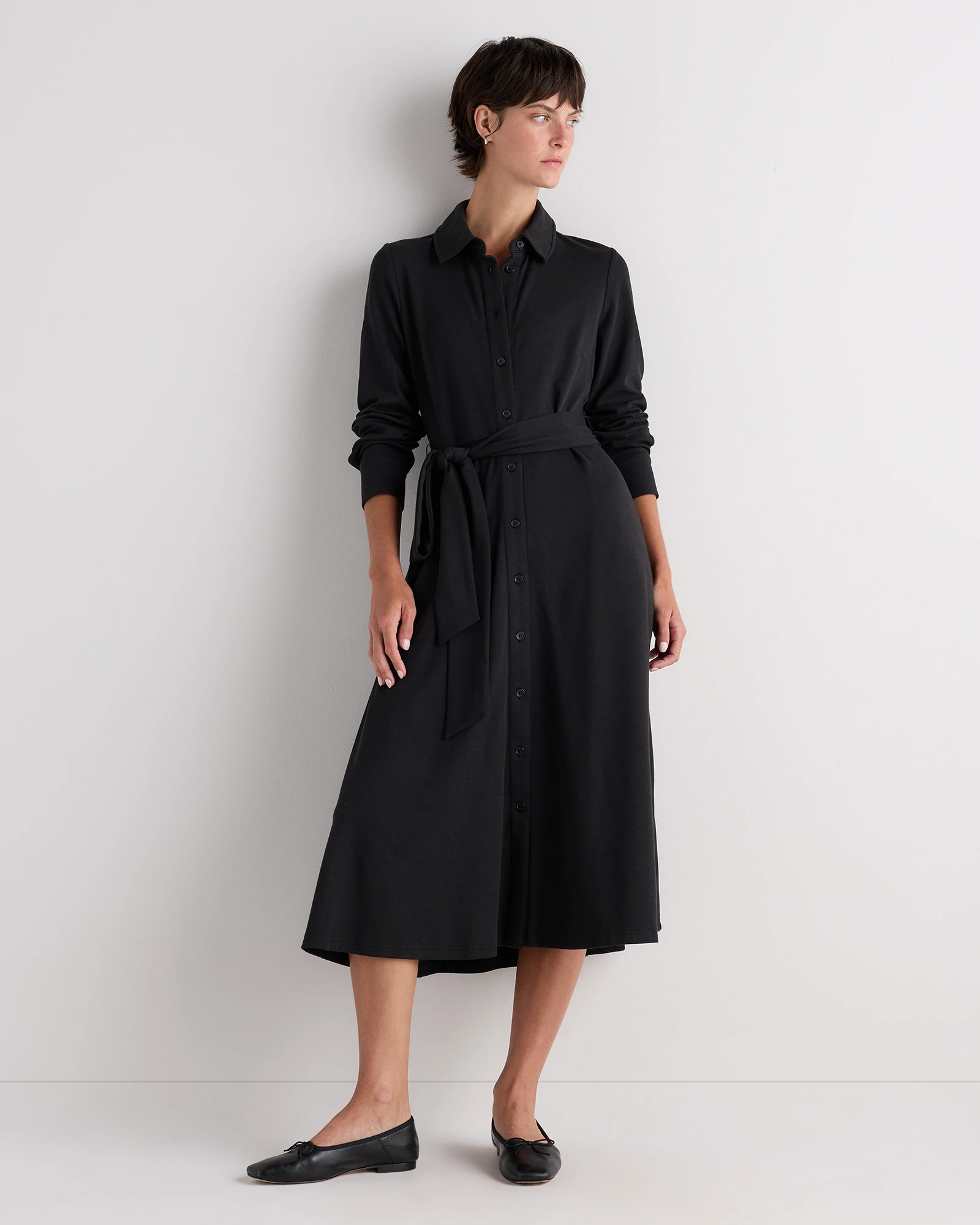 Tencel Modal Knit Midi Shirt Dress