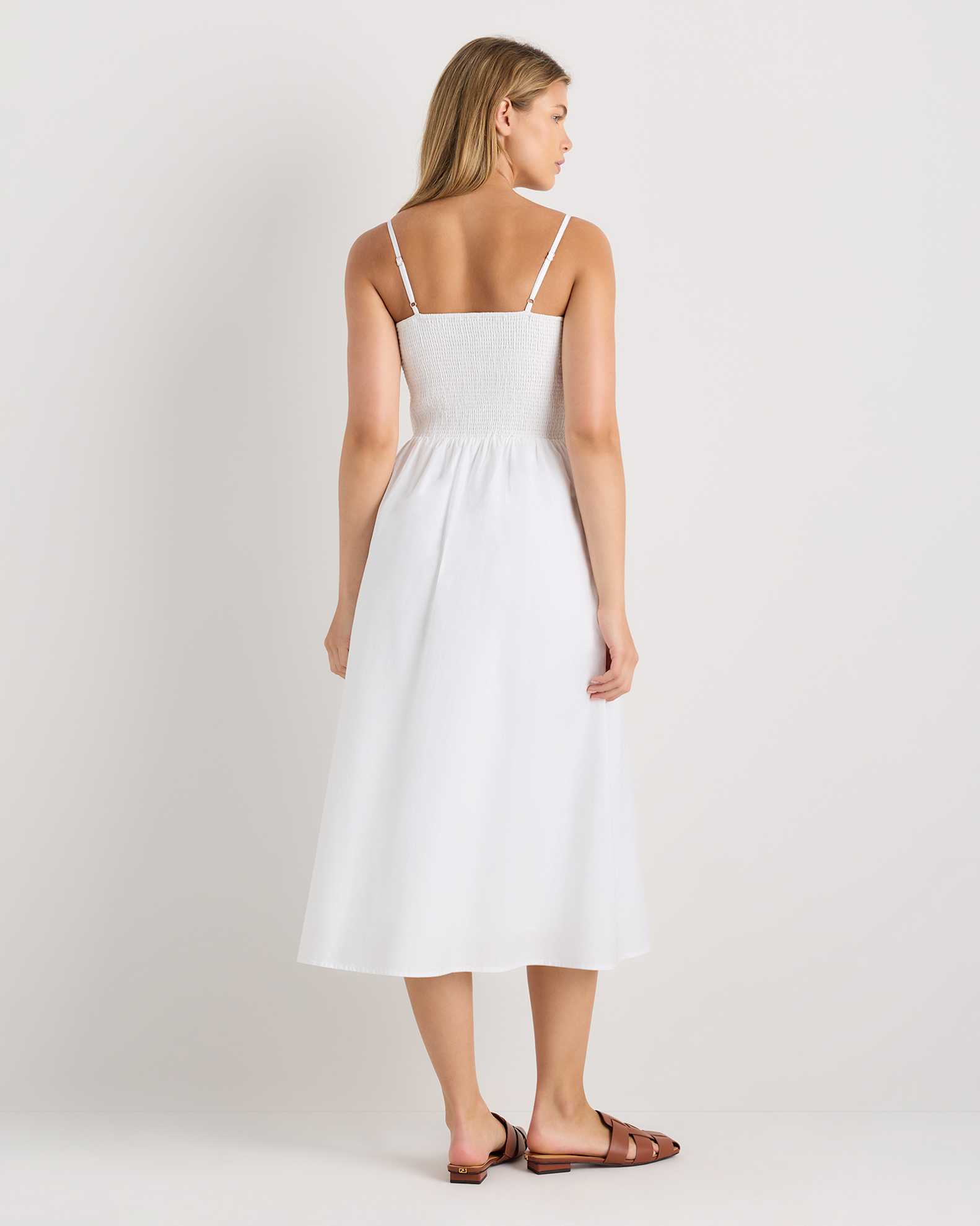100% Organic Cotton Poplin Drop Waist Midi Dress 100% Organic Cotton Poplin Drop Waist Midi Dress