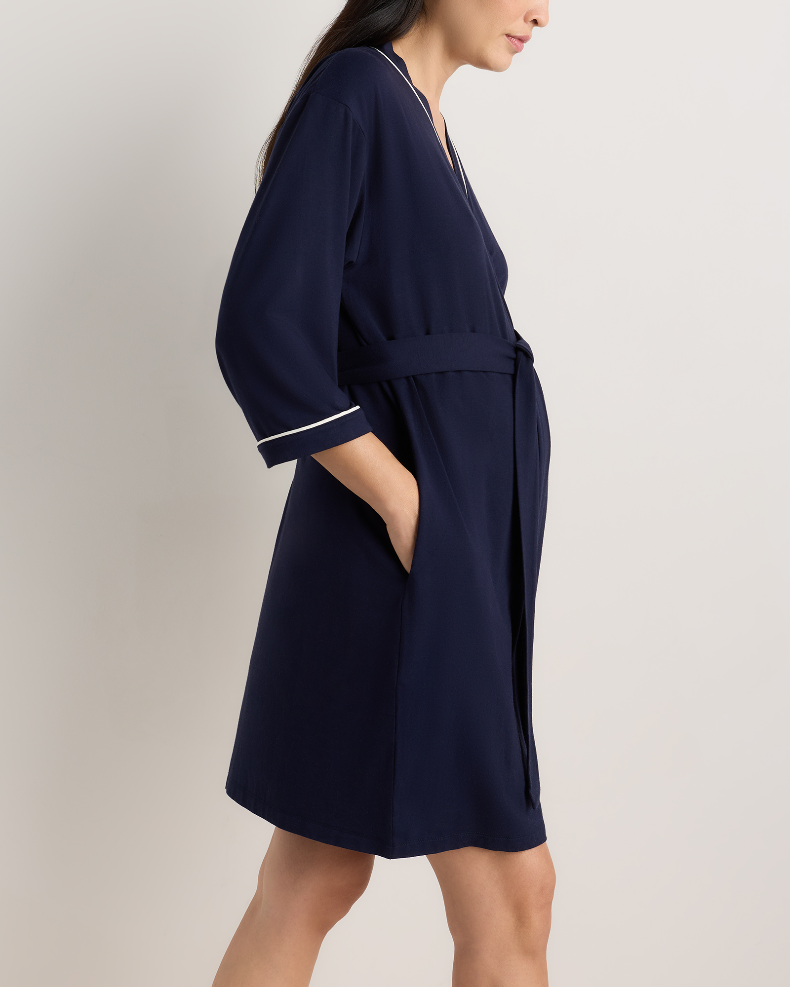 maternity jersey wrap dress Mamalicious Maternity jersey eyelet wrap midi dress in white