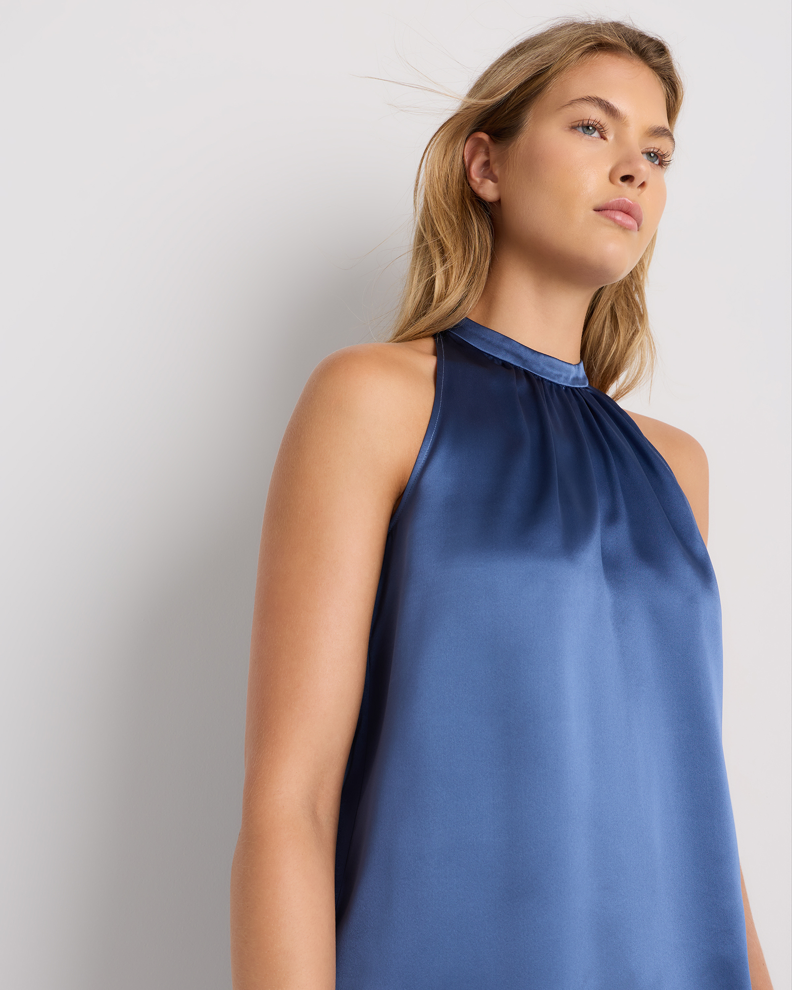 halter top silk dress Hallie Satin Halter Neck Mini Dress Small main image 1