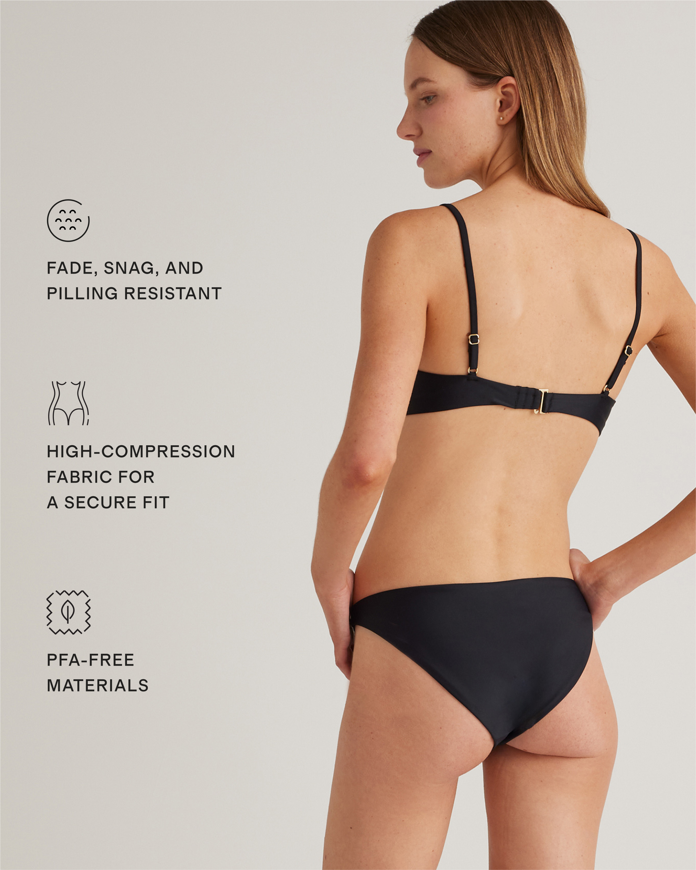 Italian V-Neck Bikini Top in Black