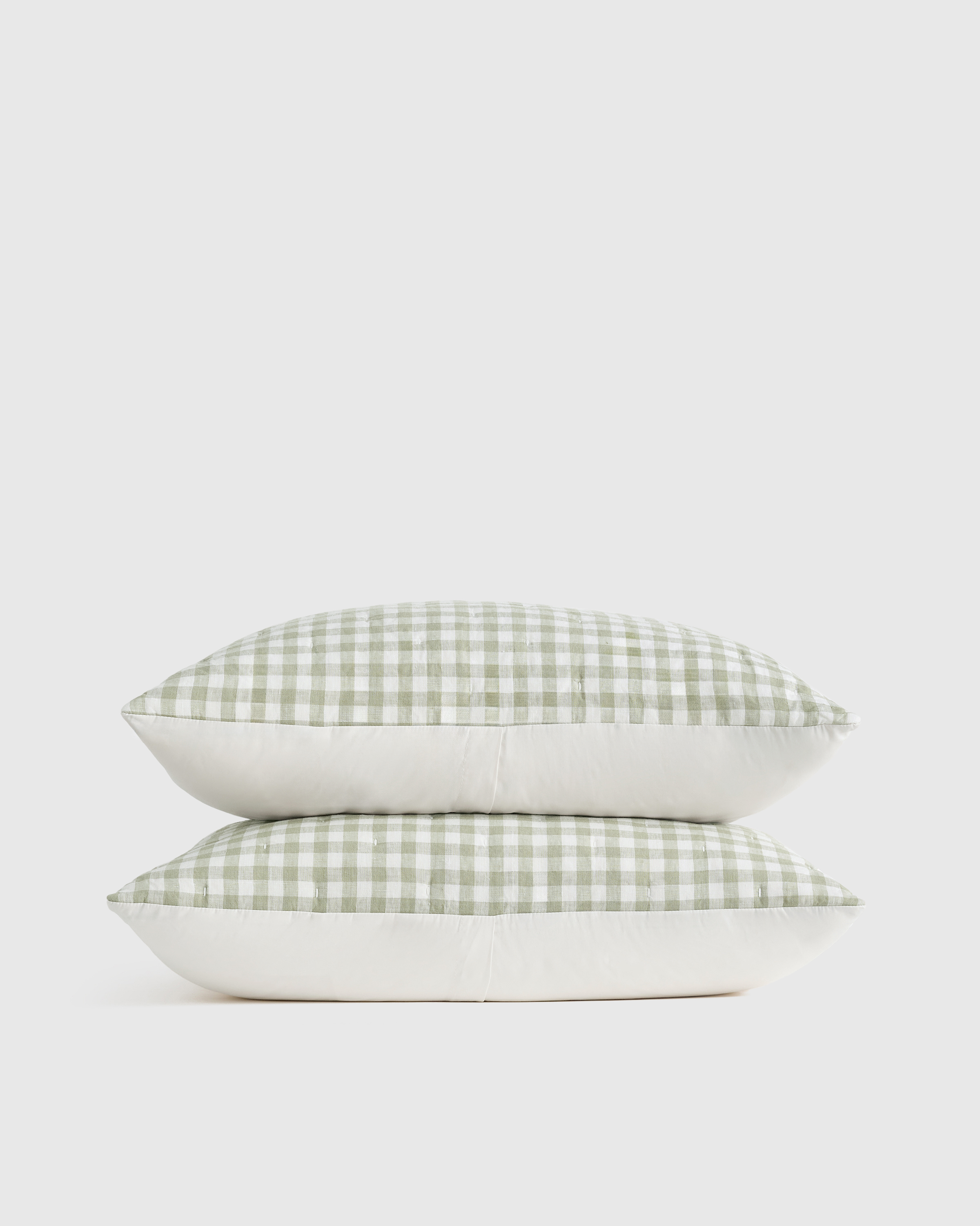 Willowleaf Gingham European Linen Patterned Quilted Sham Set
