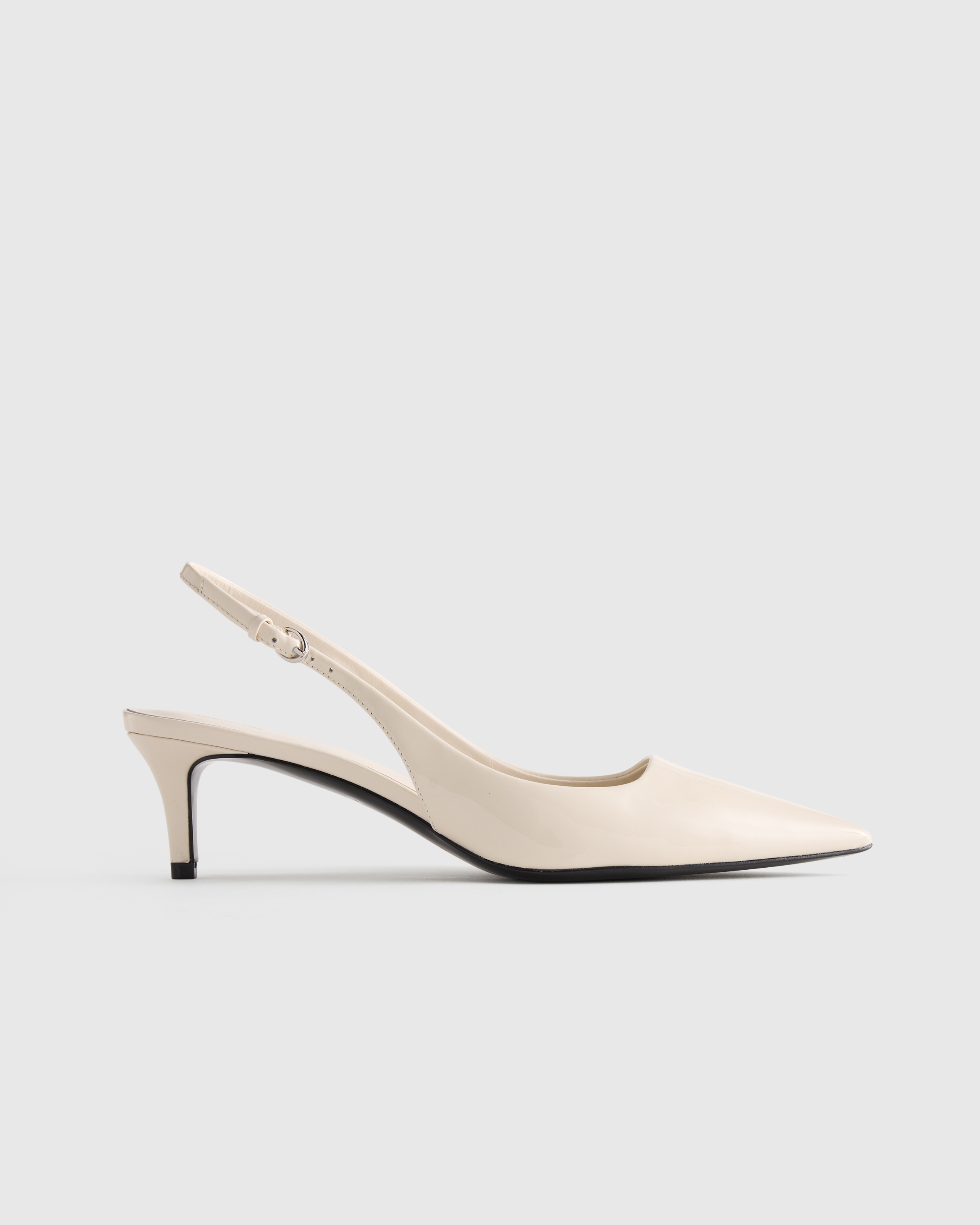 Bone Patent Italian Leather 55mm Slingback Pump