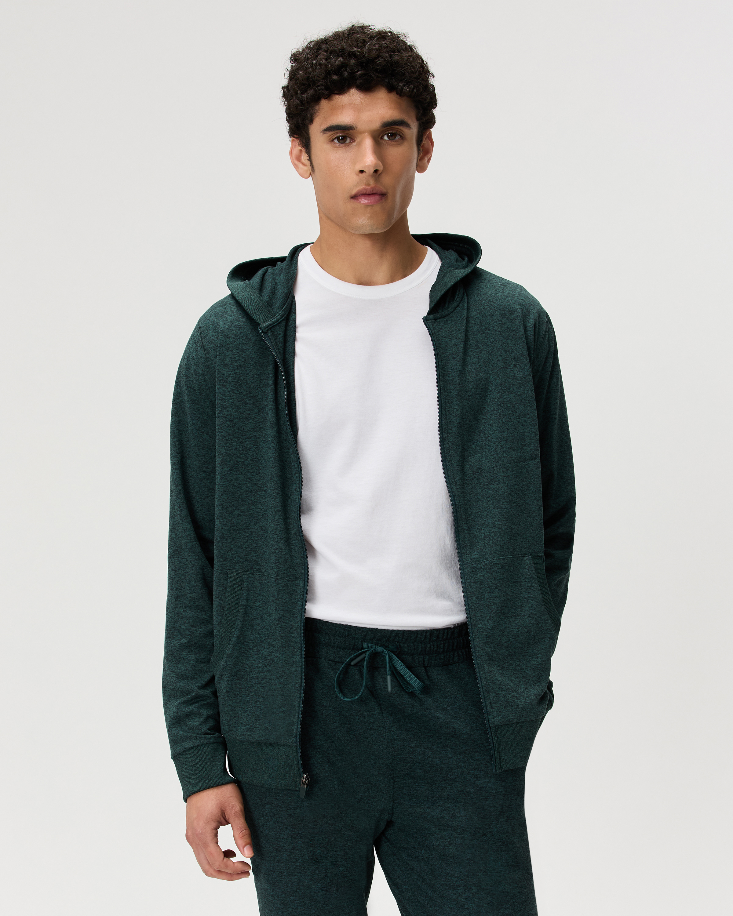 Quince Men's Flowknit Performance Full-zip Chest Pocket Hoodie In Green