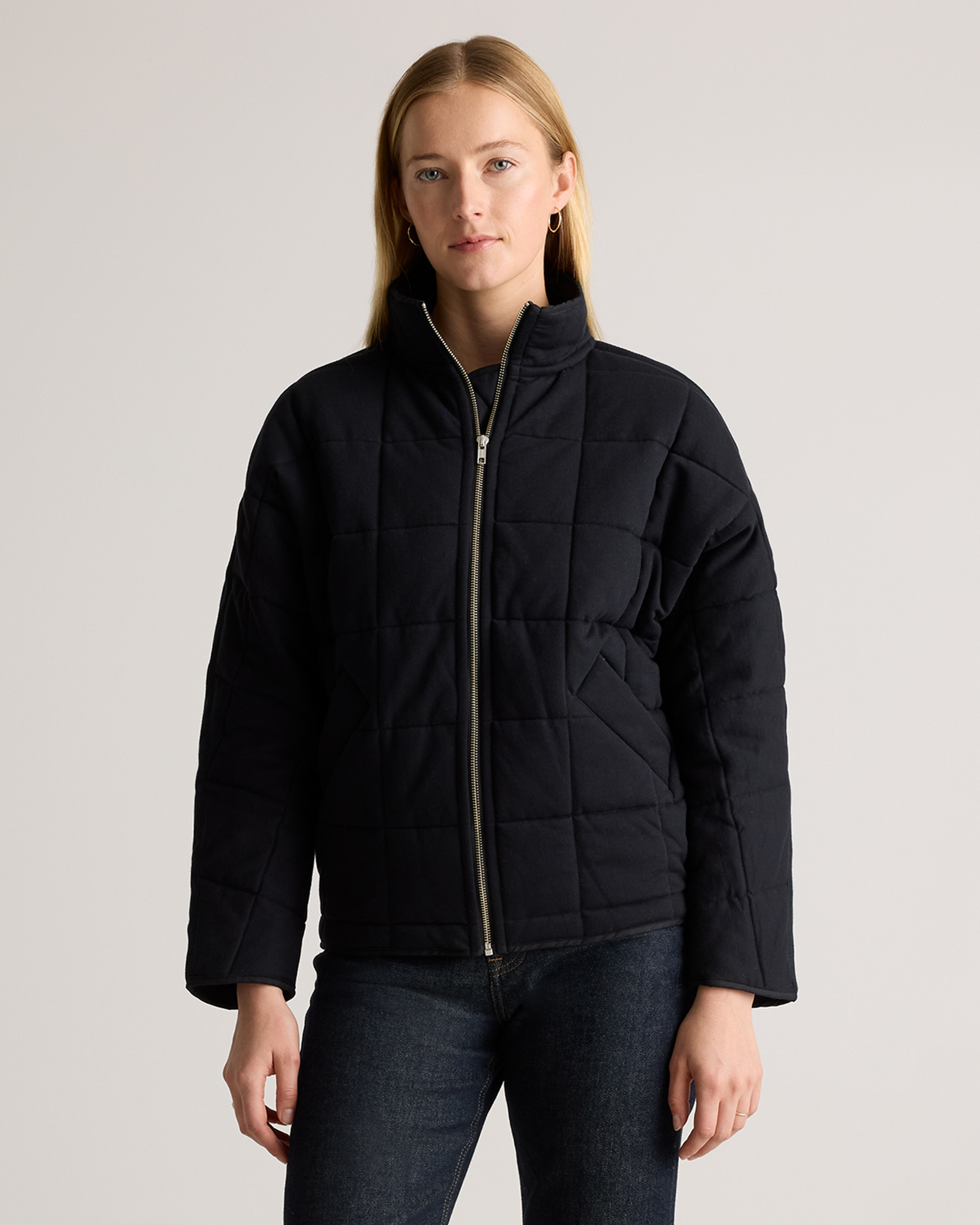 ジャケット・アウター HERENCIA High neck quilted knit coat Organic Cotton Quilted Knit Jacket