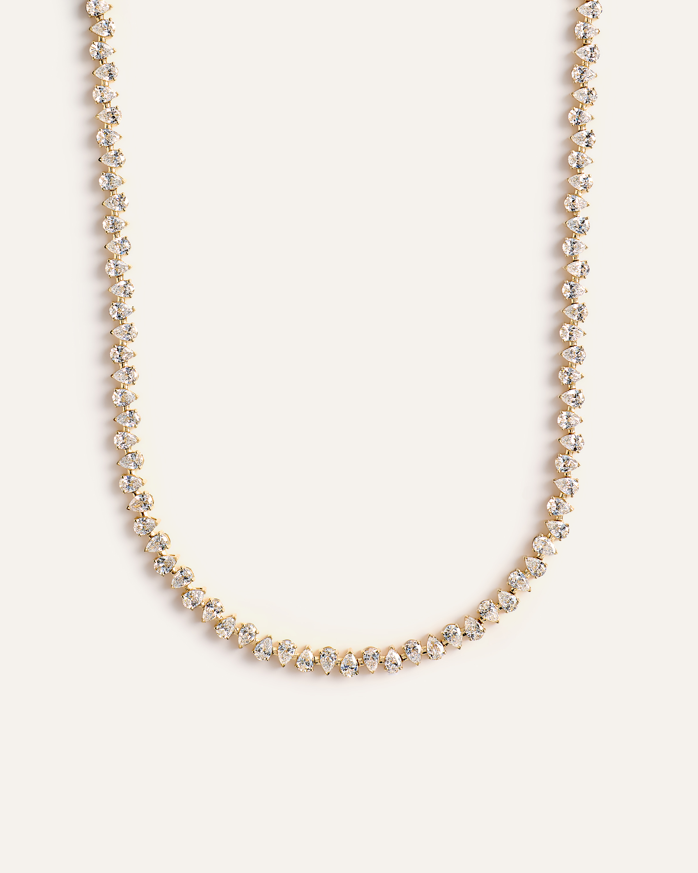 Yellow Gold 14K Gold Lab Grown Diamond Alternating Pear Tennis Necklace