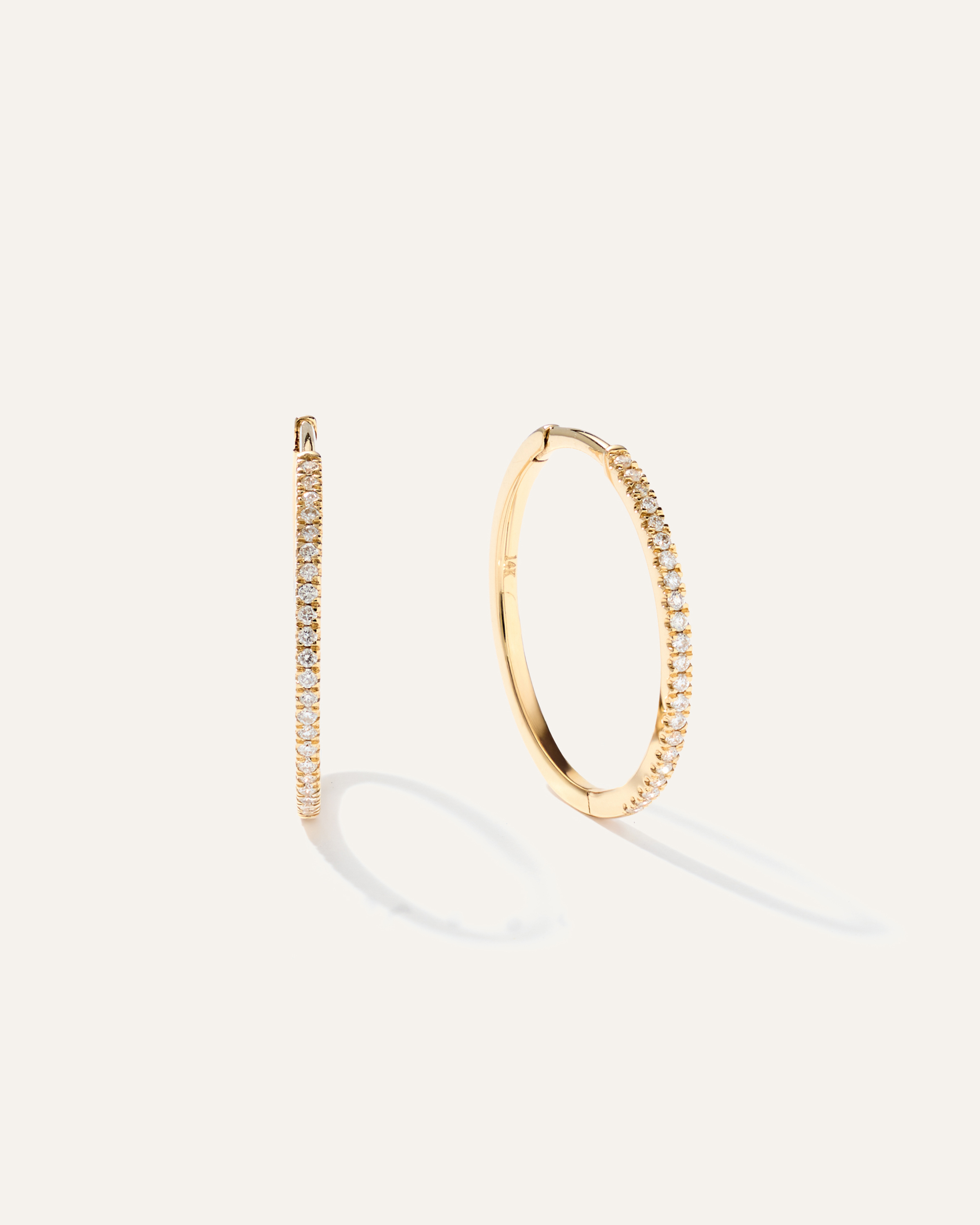 Yellow Gold 14K Gold Diamond Pave Hoops