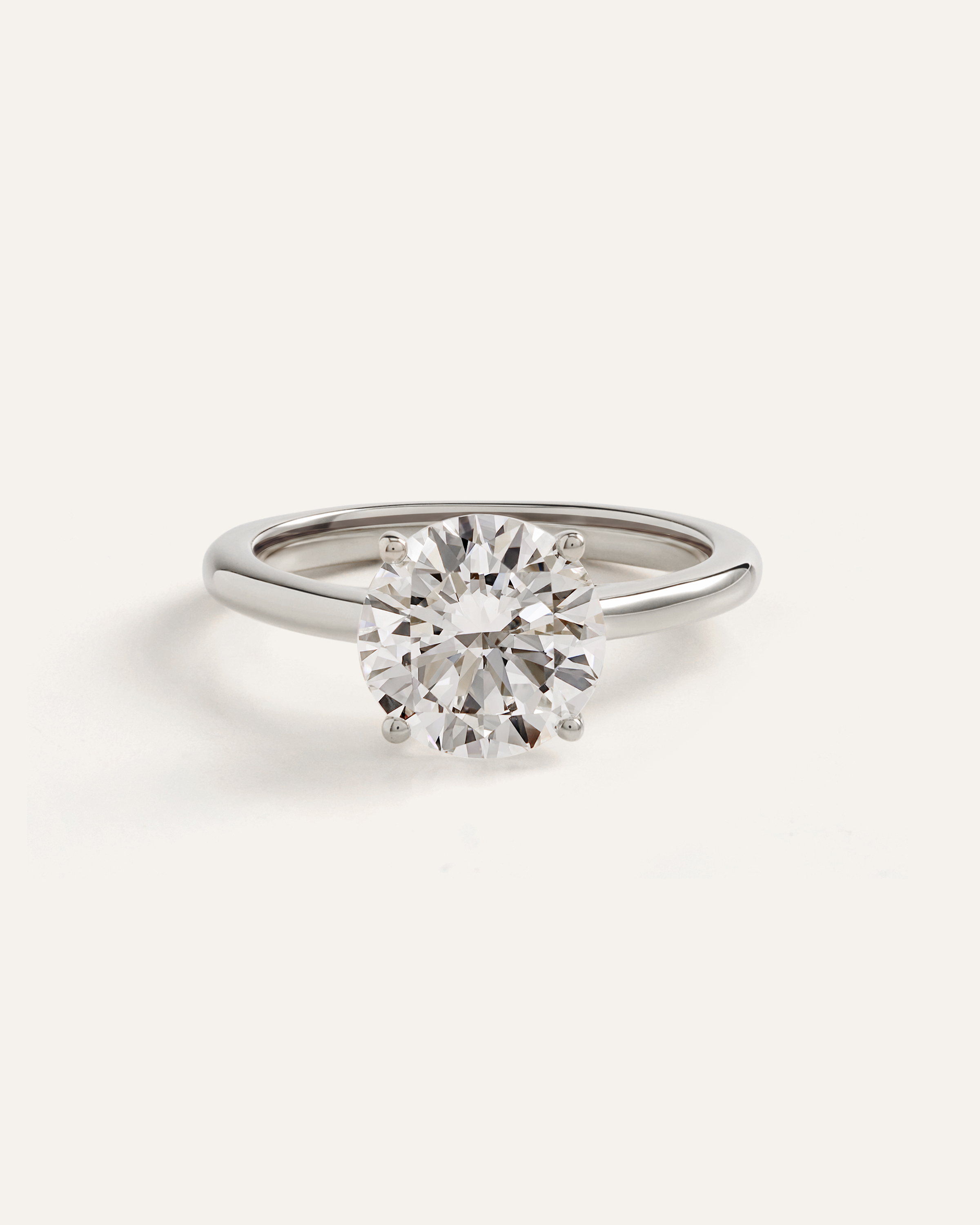 White Gold Lab Grown Diamond Round Trellis Cathedral Engagement Ring - 2.5ct