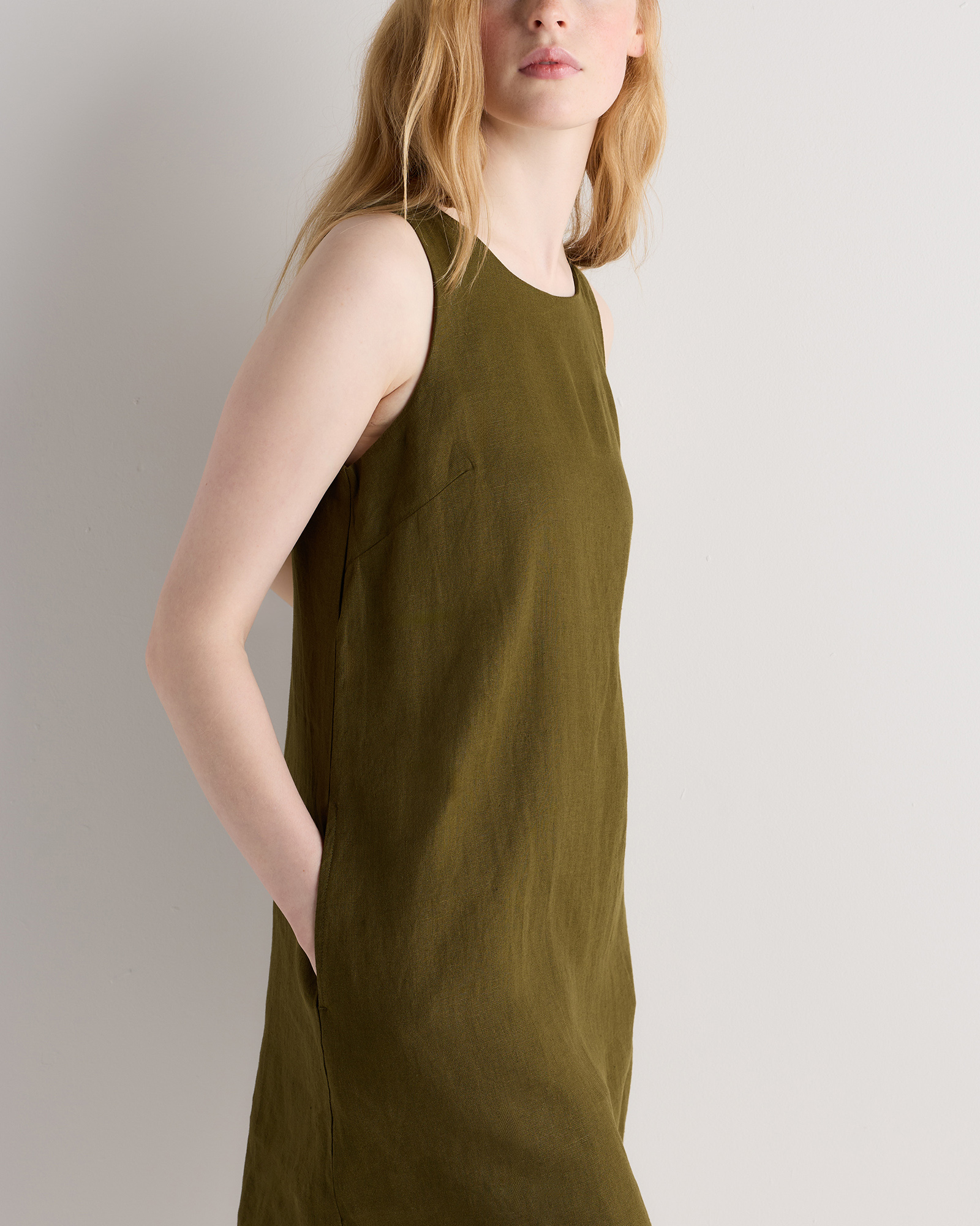 linen tank dress This flax knee UVEASISHA Linen Tank Dress for
