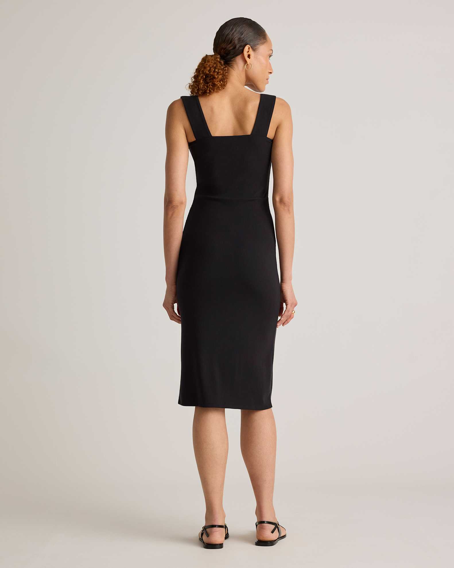 Tencel Rib Knit Sleeveless Square Neck Midi Dress Tencel Rib Knit Sleeveless Square Neck Midi Dress