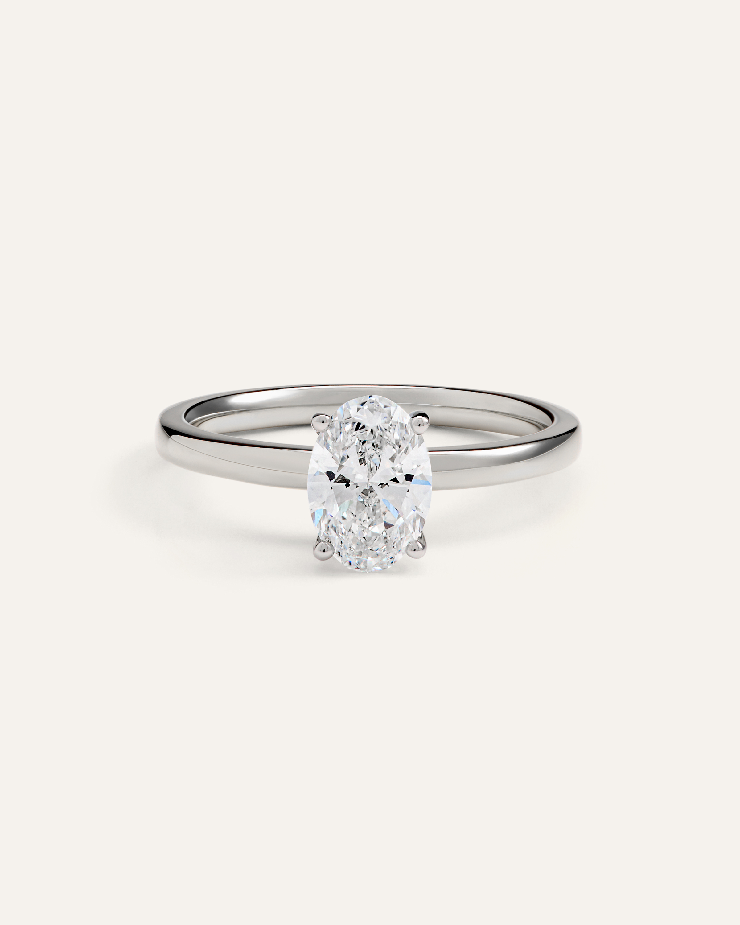 White Gold Lab Grown Diamond Oval Comfort Fit Engagement Ring - 1ct
