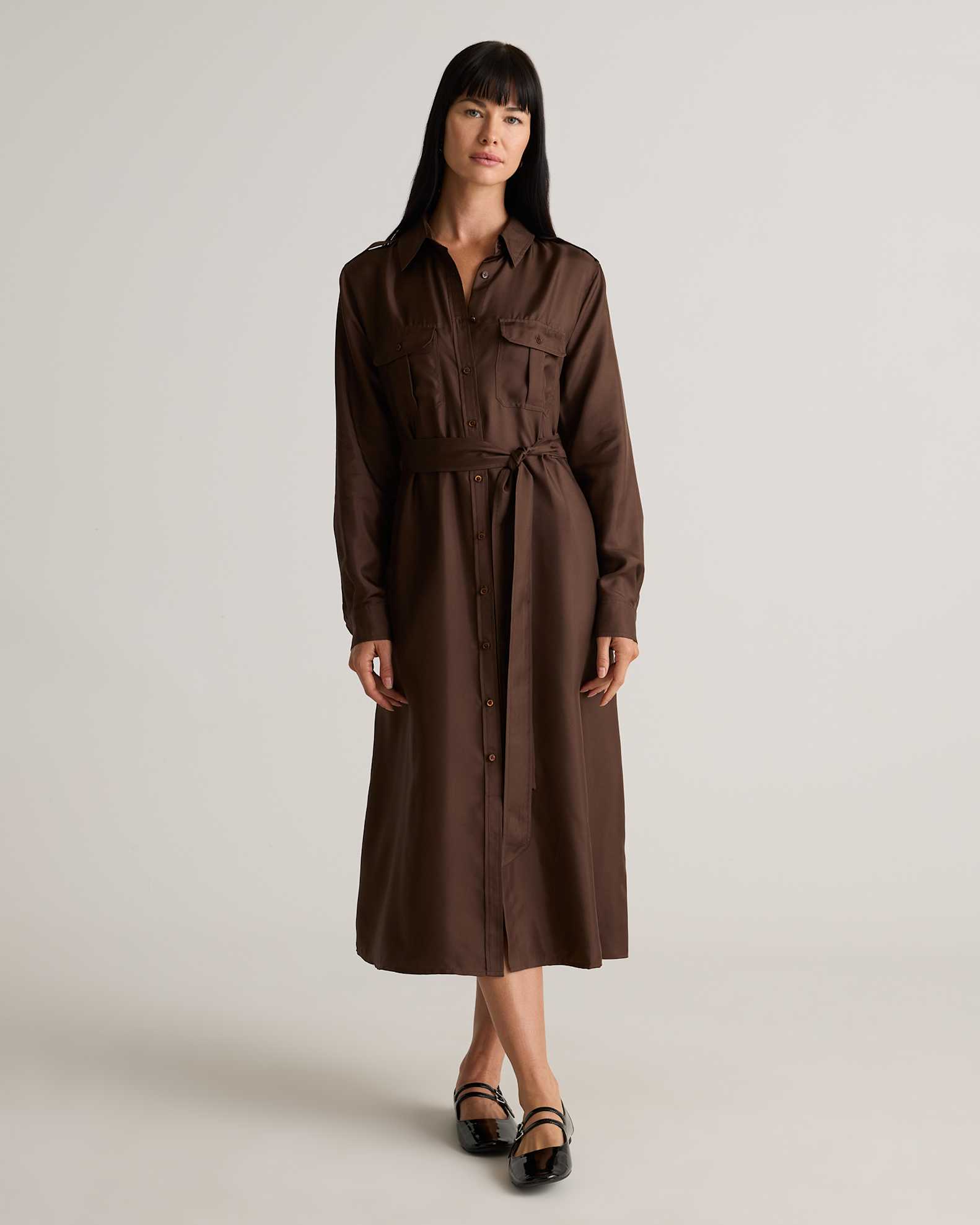 100% Silk Twill Utility Shirt Dress 100% Silk Twill Utility Shirt Dress