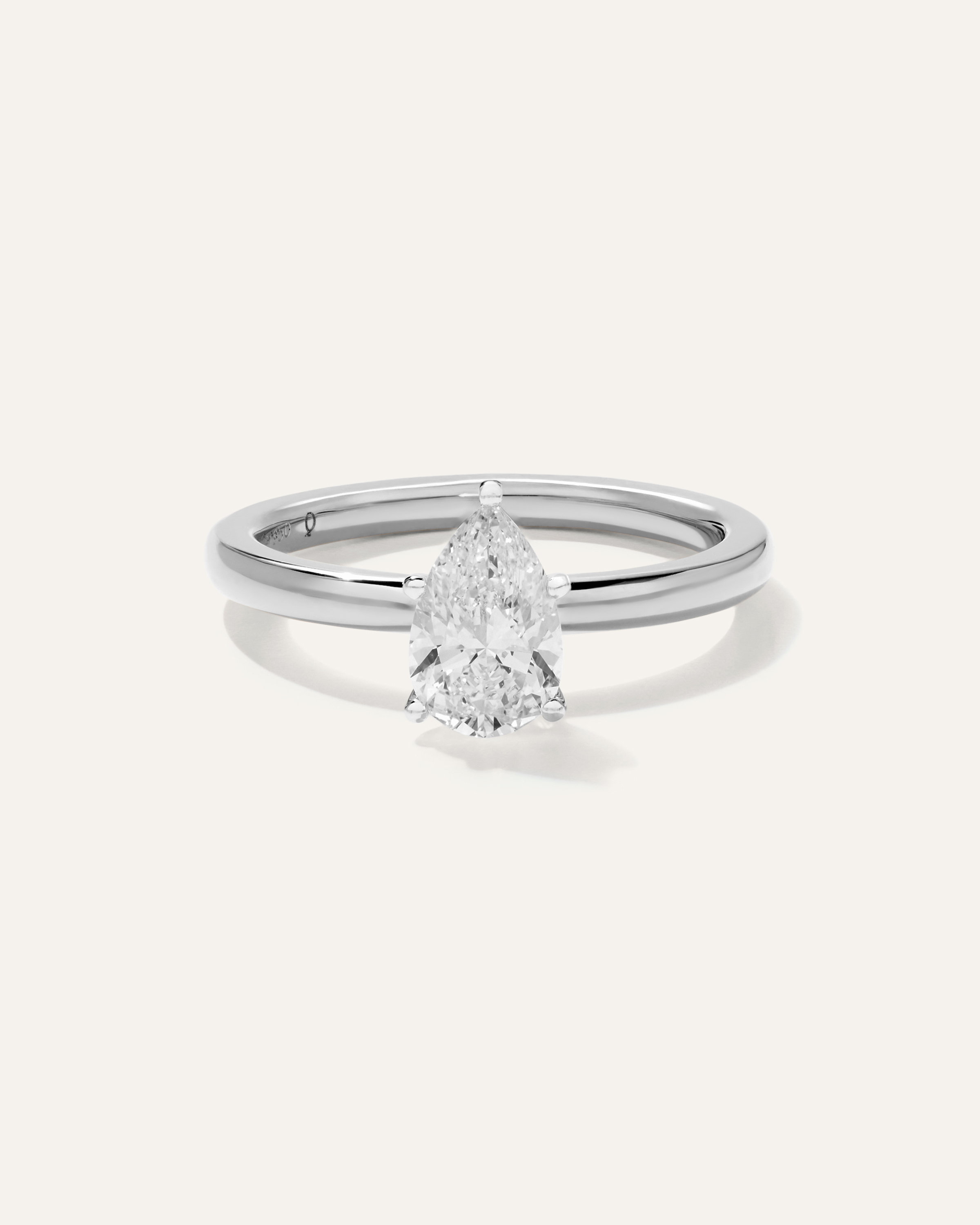White Gold Lab Grown Diamond Pear Comfort Fit Engagement Ring - 1ct