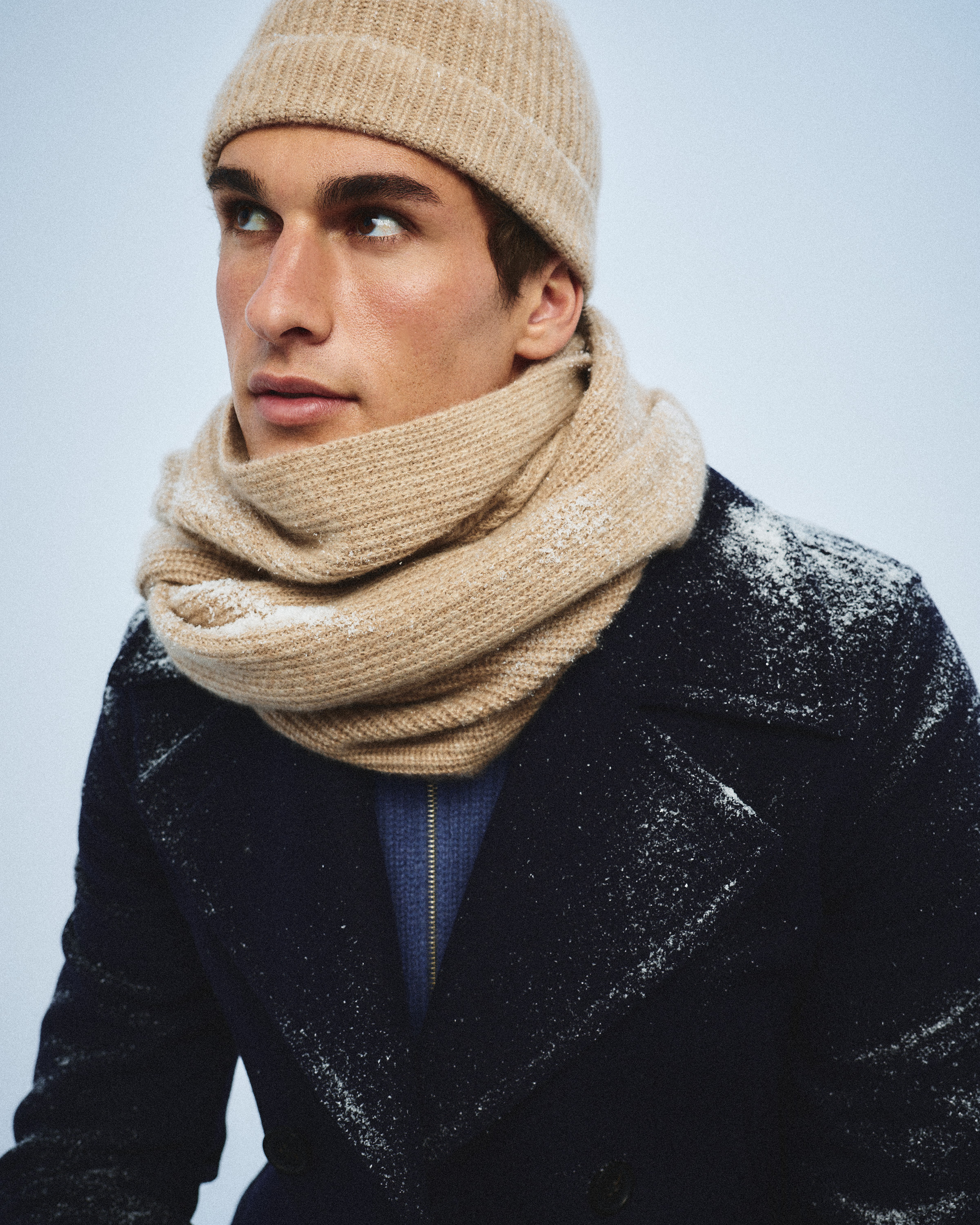Oatmeal Mongolian Cashmere Ribbed Beanie