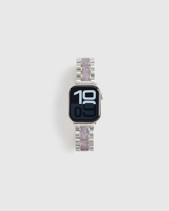 Silver / Alabaster Stainless Steel & Acetate Bracelet Smartwatch Band