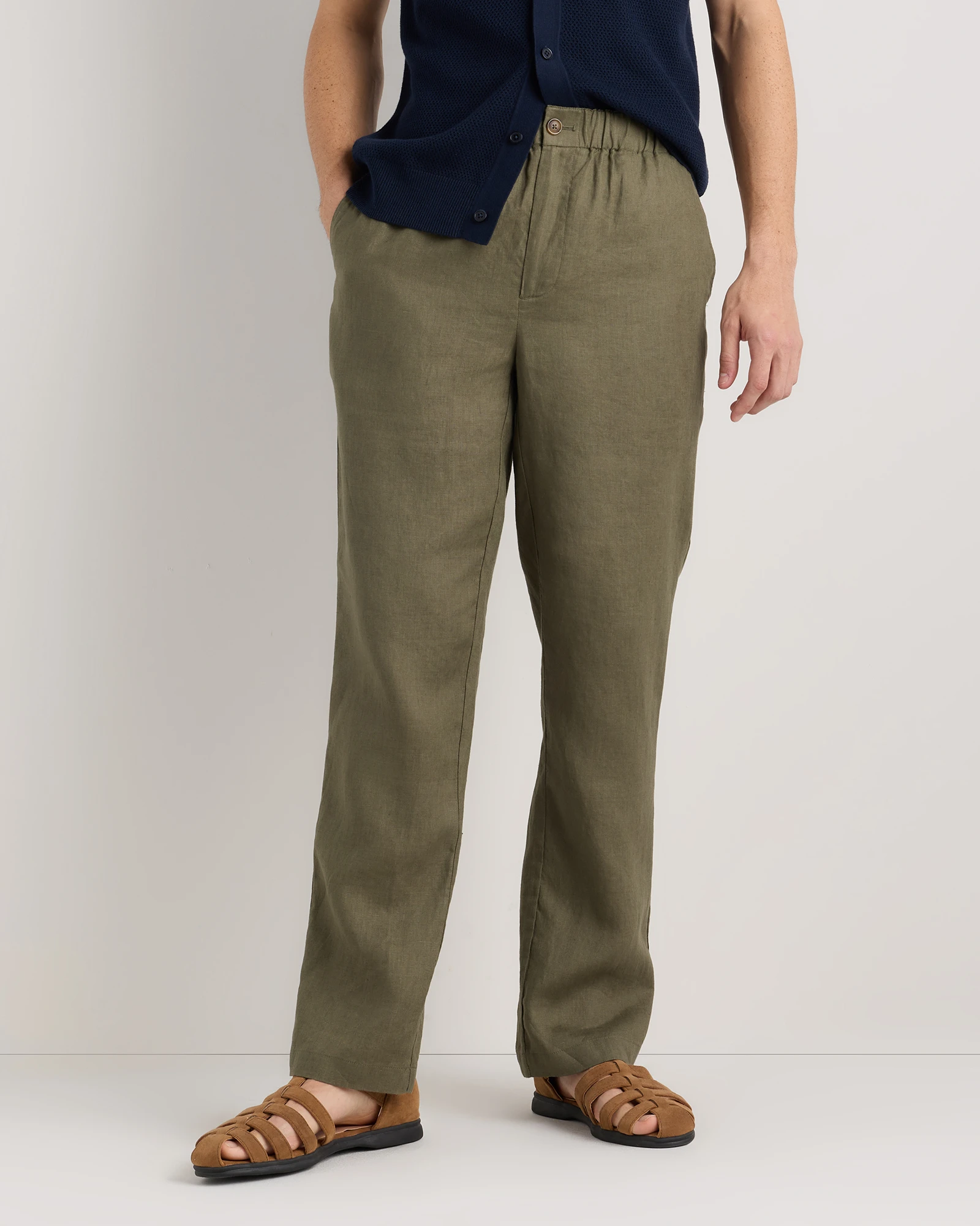 100% European Linen Pants in Deep Navy