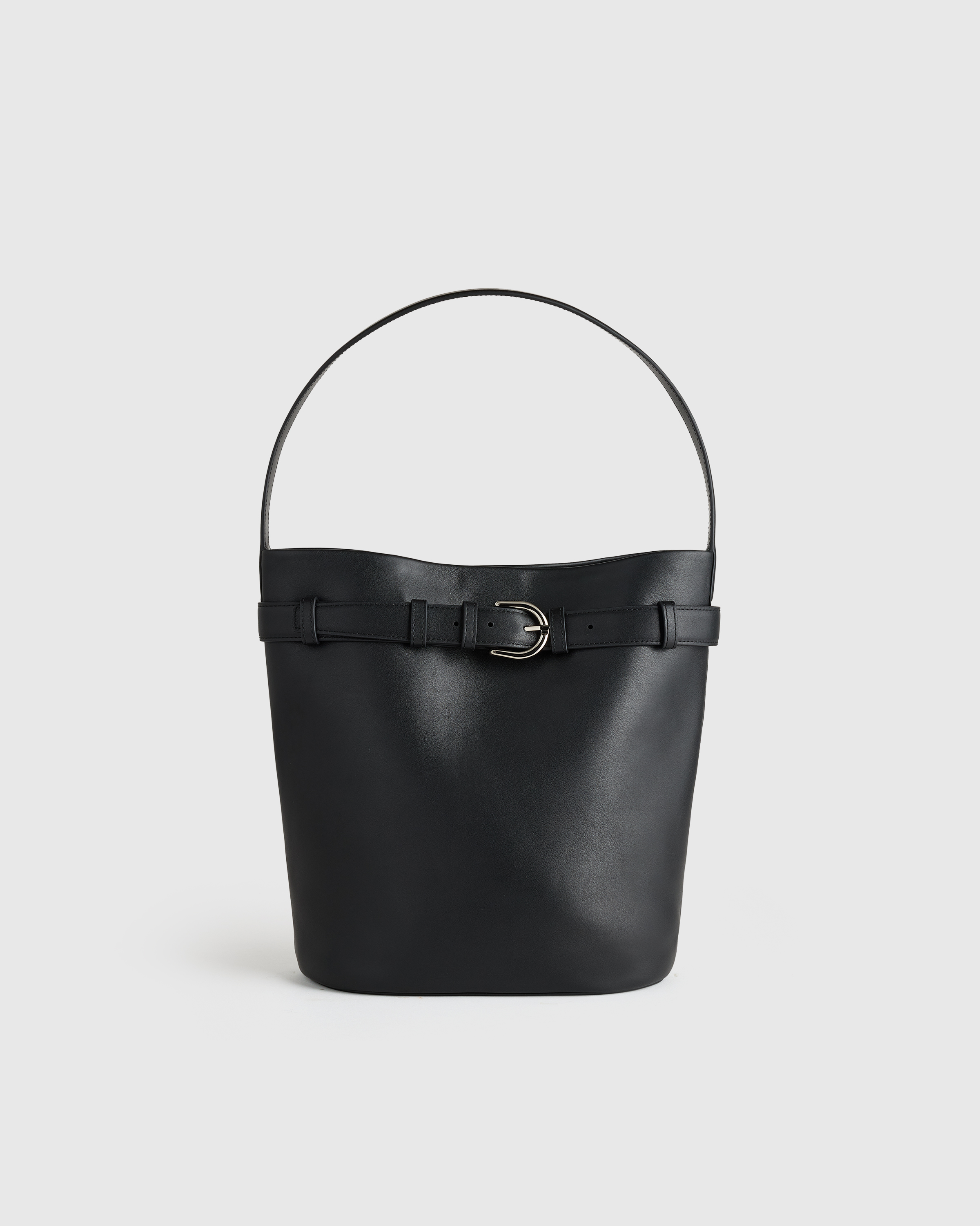 Black Chiara Belted Bucket Bag