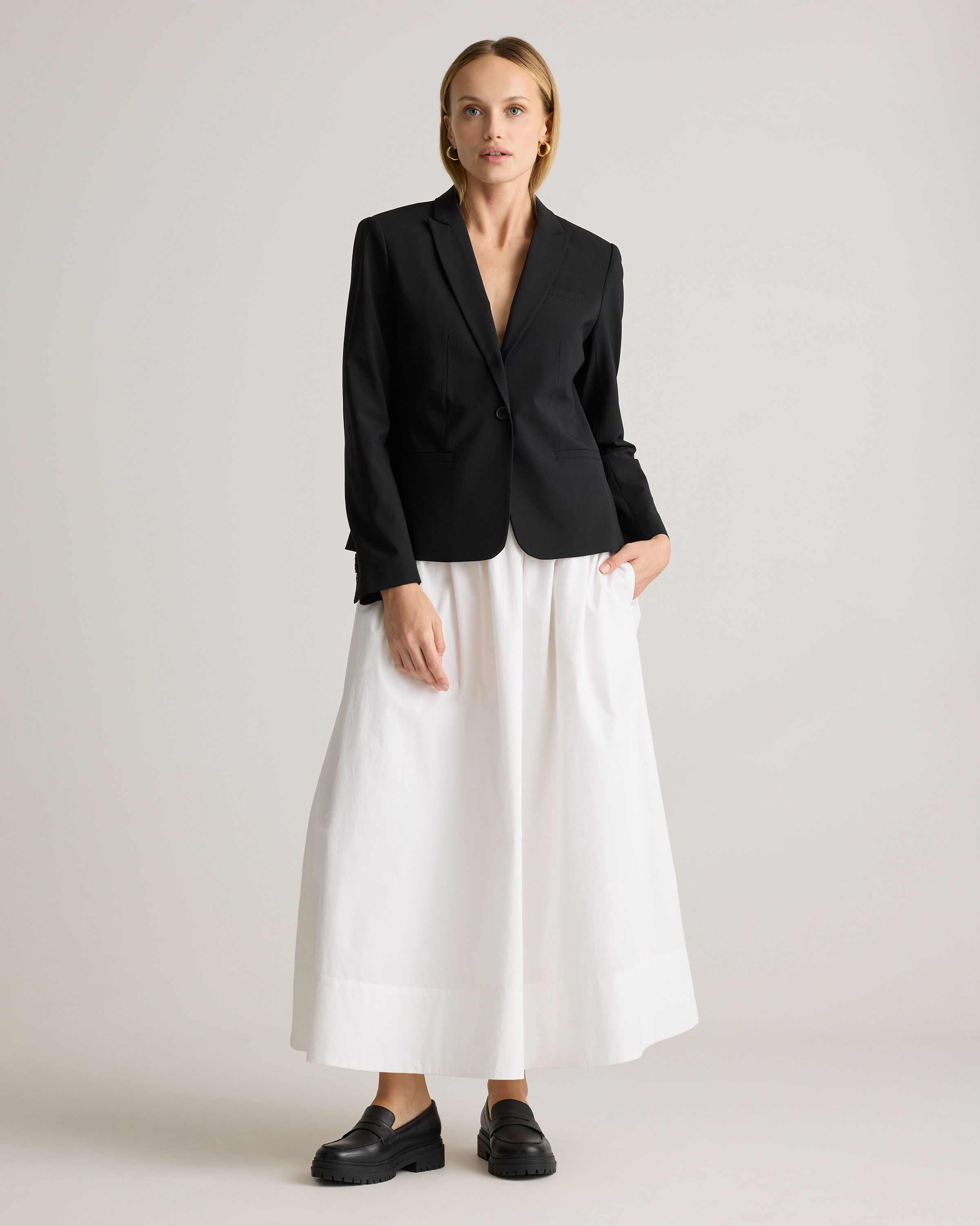 100% Organic Cotton Poplin A-line Maxi Skirt