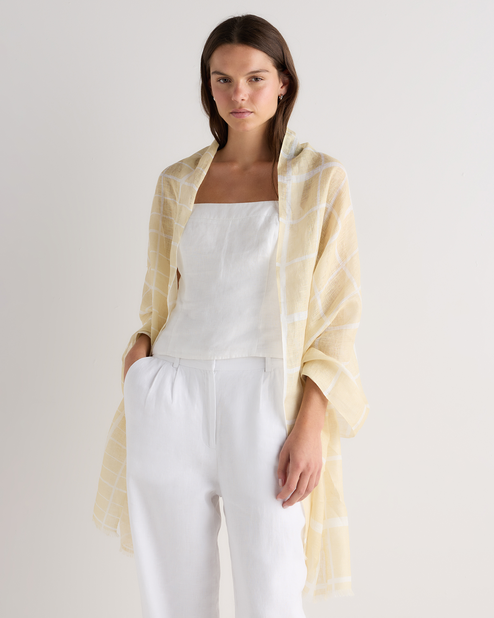 100% European Linen Printed Scarf - thumbnail 3