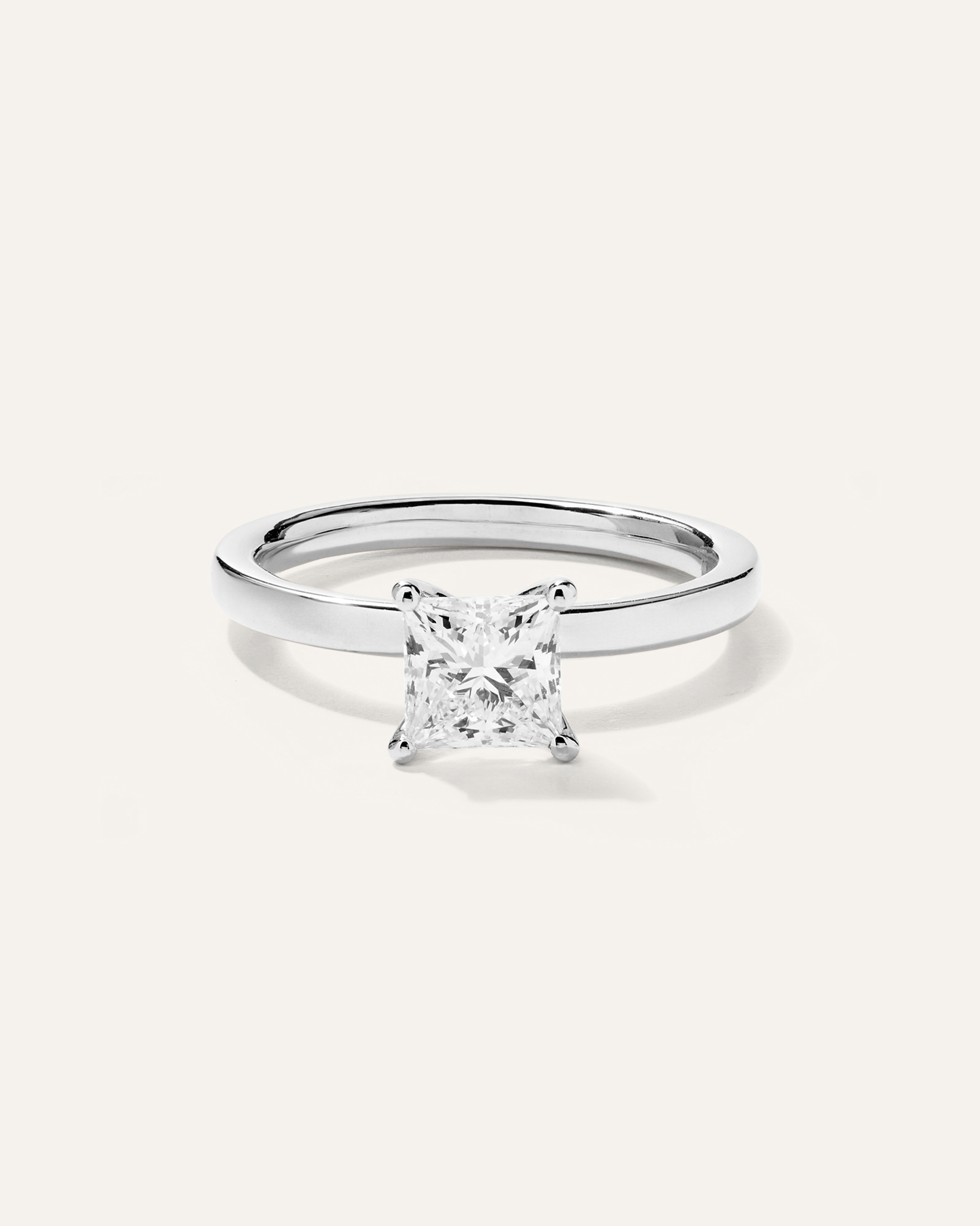Platinum Lab Grown Diamond Princess Comfort Fit Engagement Ring - 1ct