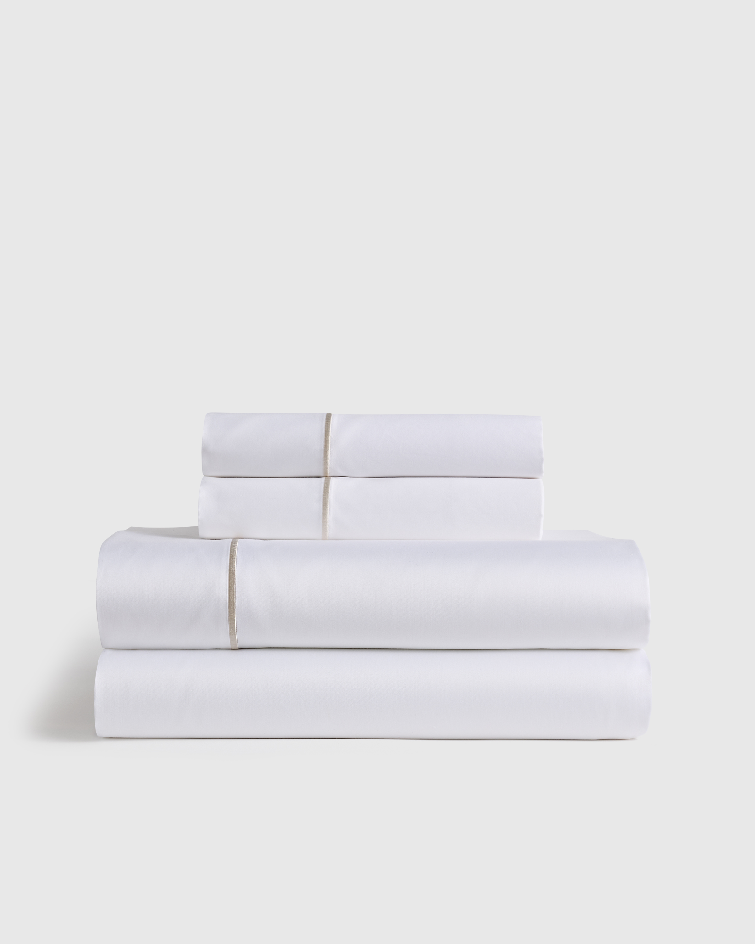 White/Sand Signature Giza Cotton Sateen Embroidered Sheet Set