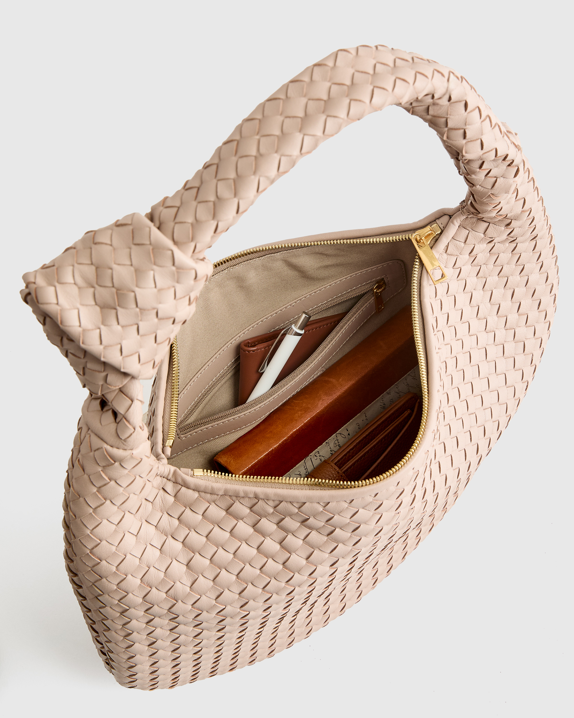 Italian Leather Handwoven Slouchy Shoulder Bag