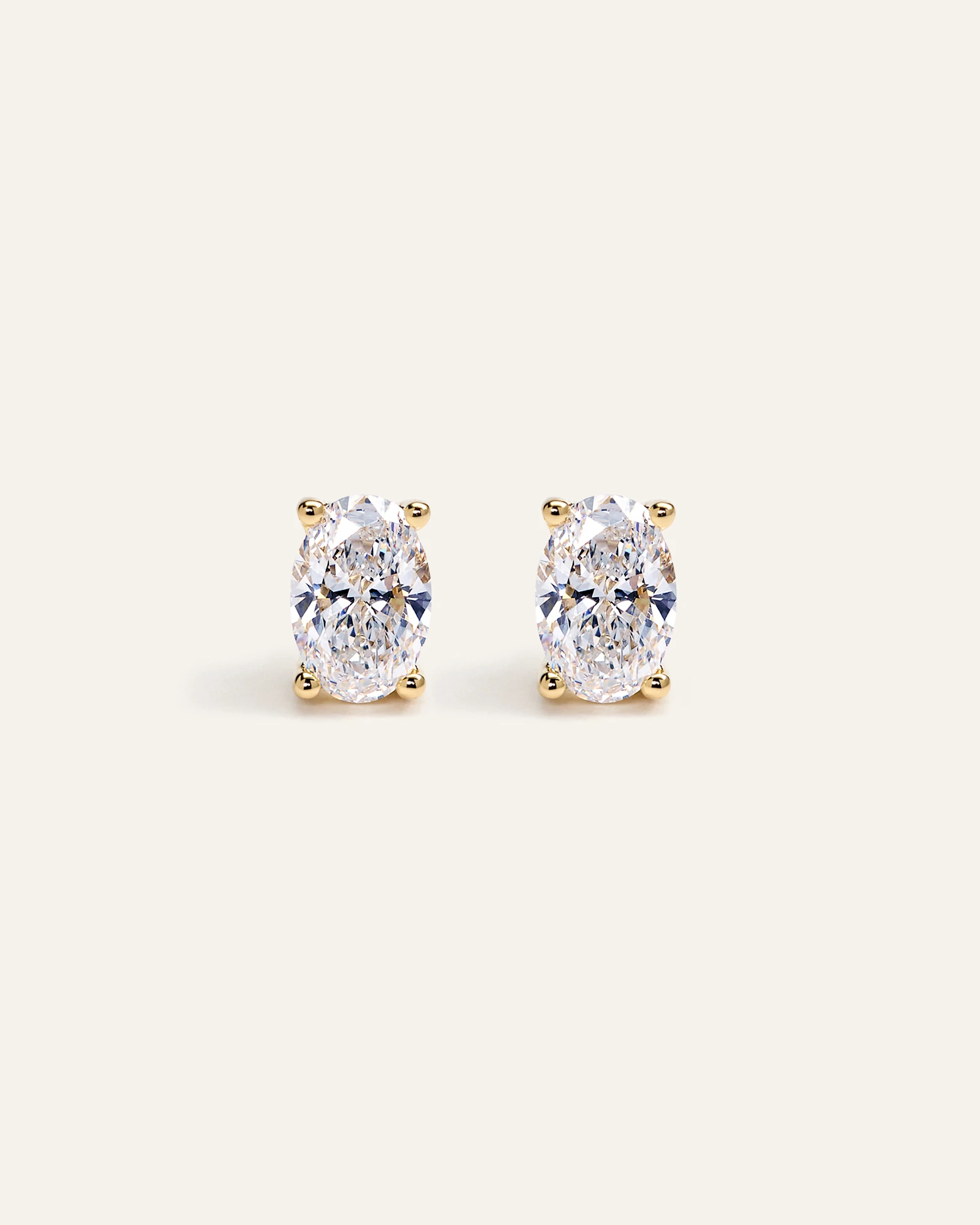 14K Gold Lab Grown Diamond Oval Solitaire Studs