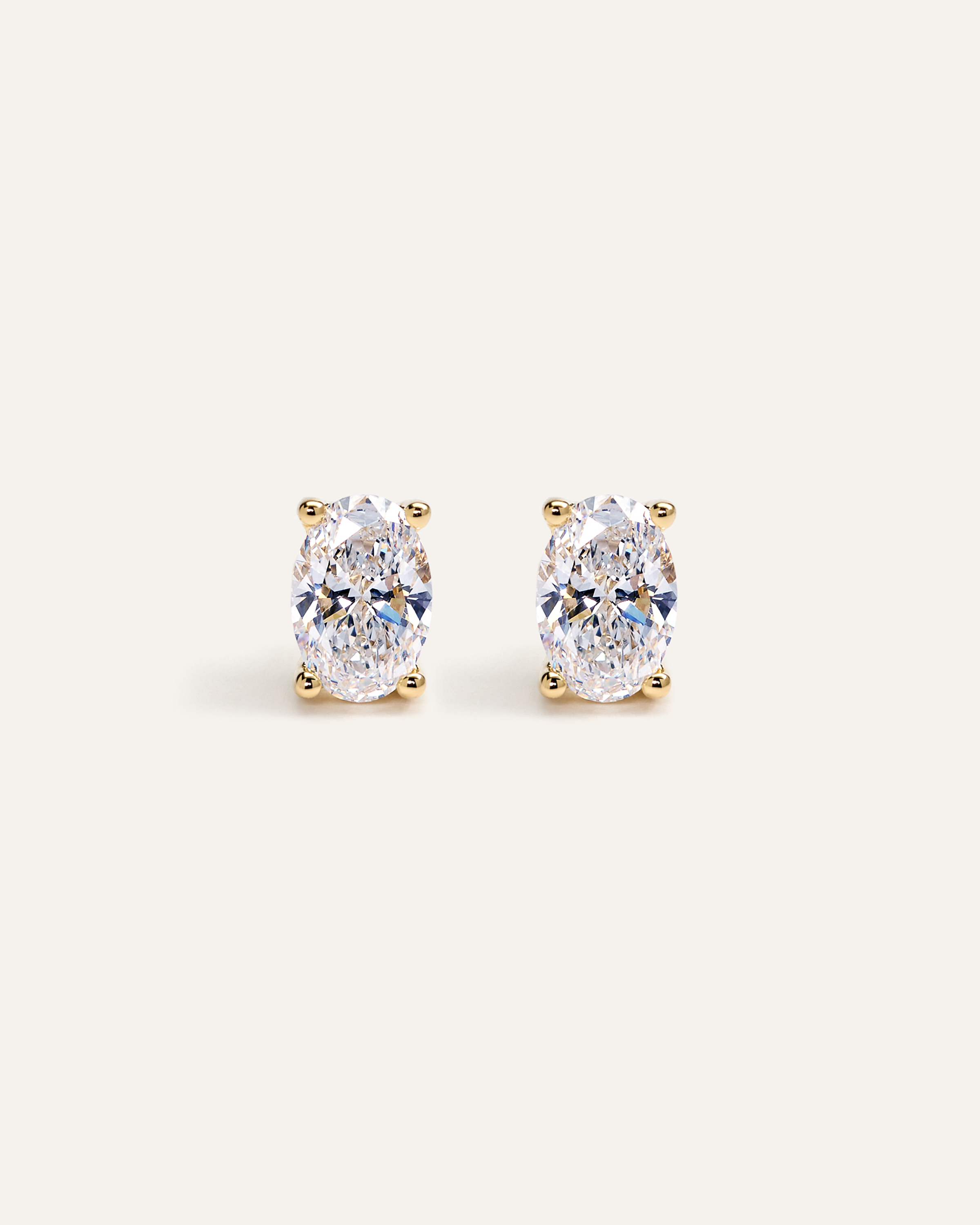 Yellow Gold 14k Gold Lab Grown Diamond Oval Solitaire Studs