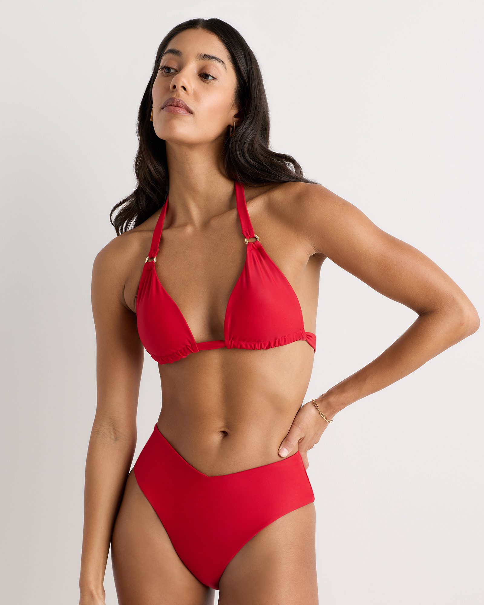 Cherry Italian Full Coverage Ring Triangle Bikini Top