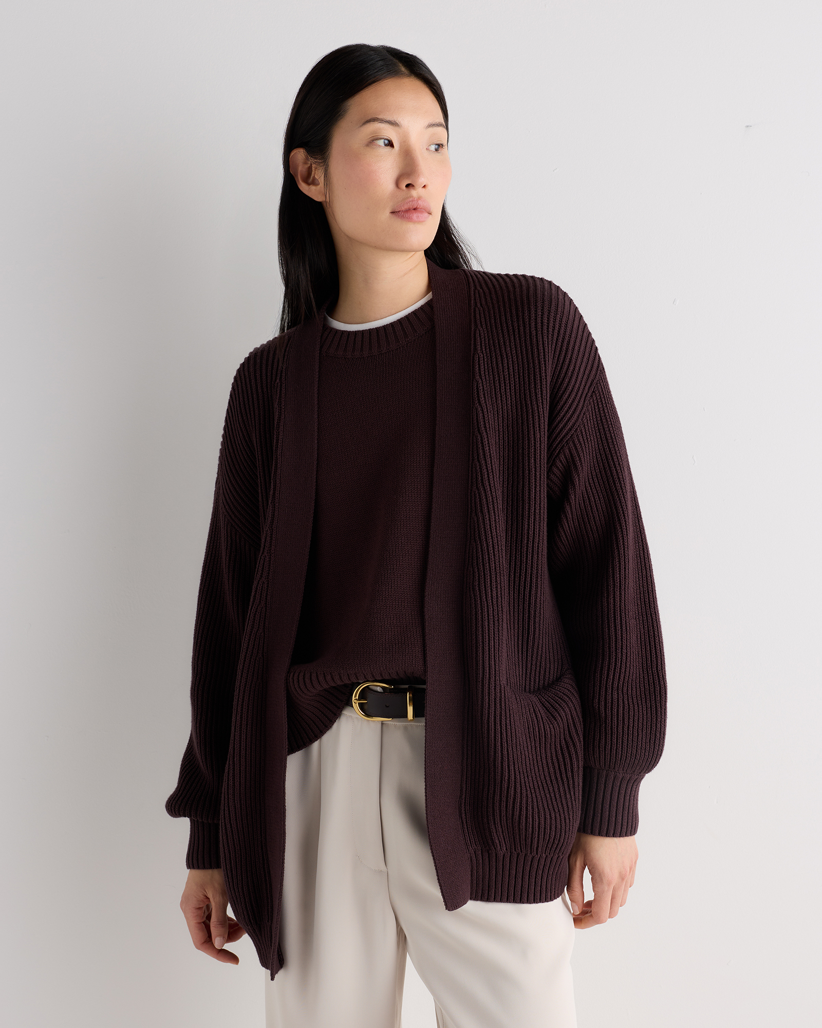 Chocolate Plum Brown 100% Organic Cotton Oversized Cardigan
