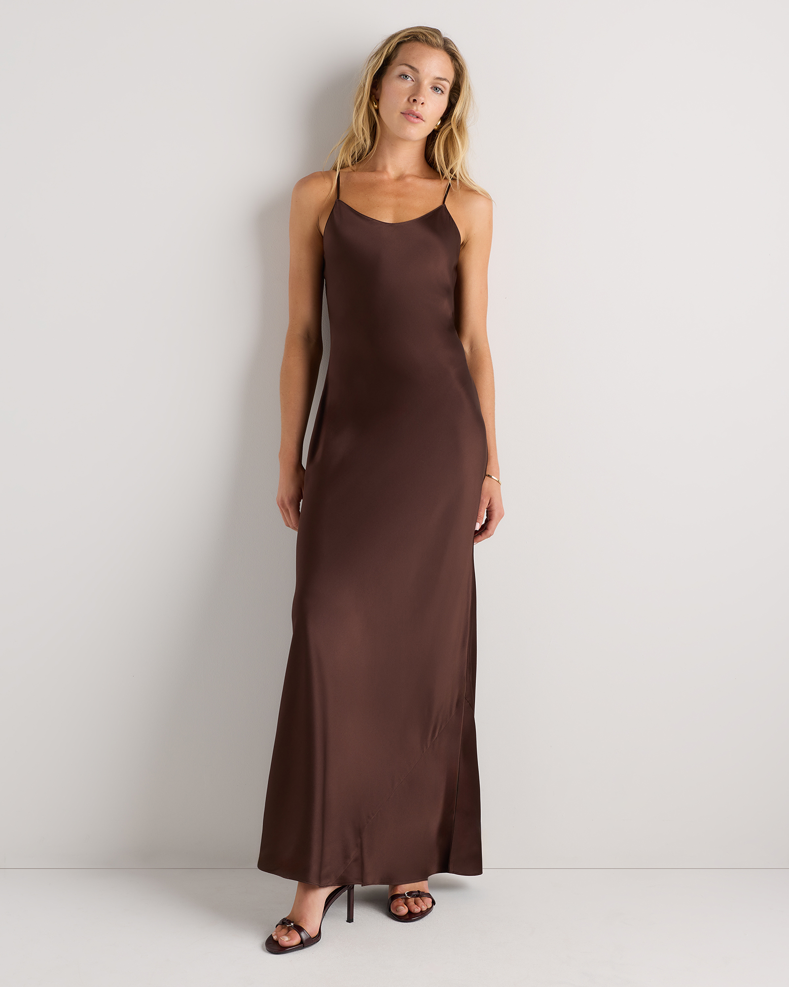 Hot Fudge 100% Washable Silk Maxi Slip Dress