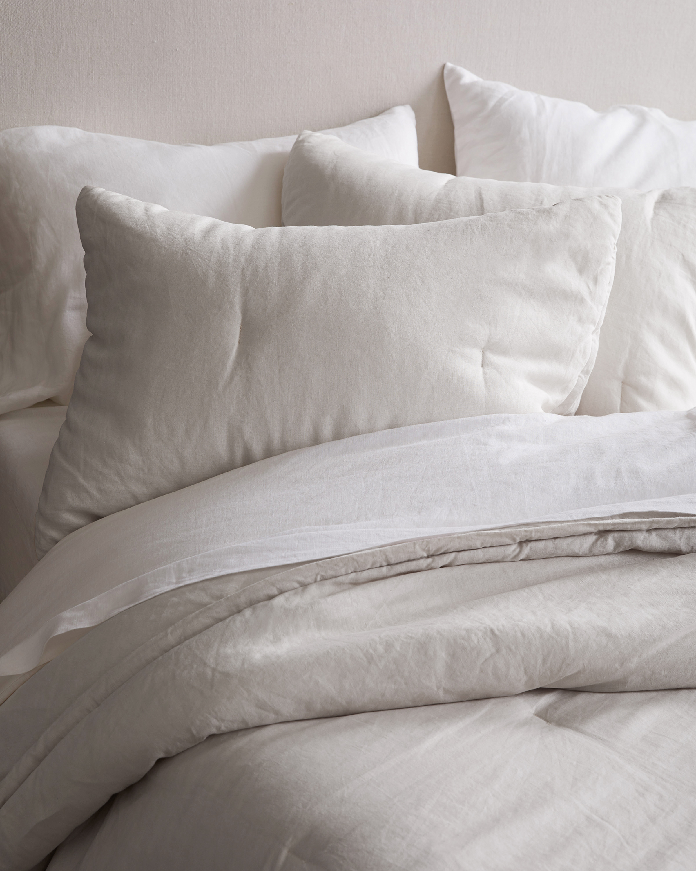 Light Grey European Linen Essential Quilted Sham Set