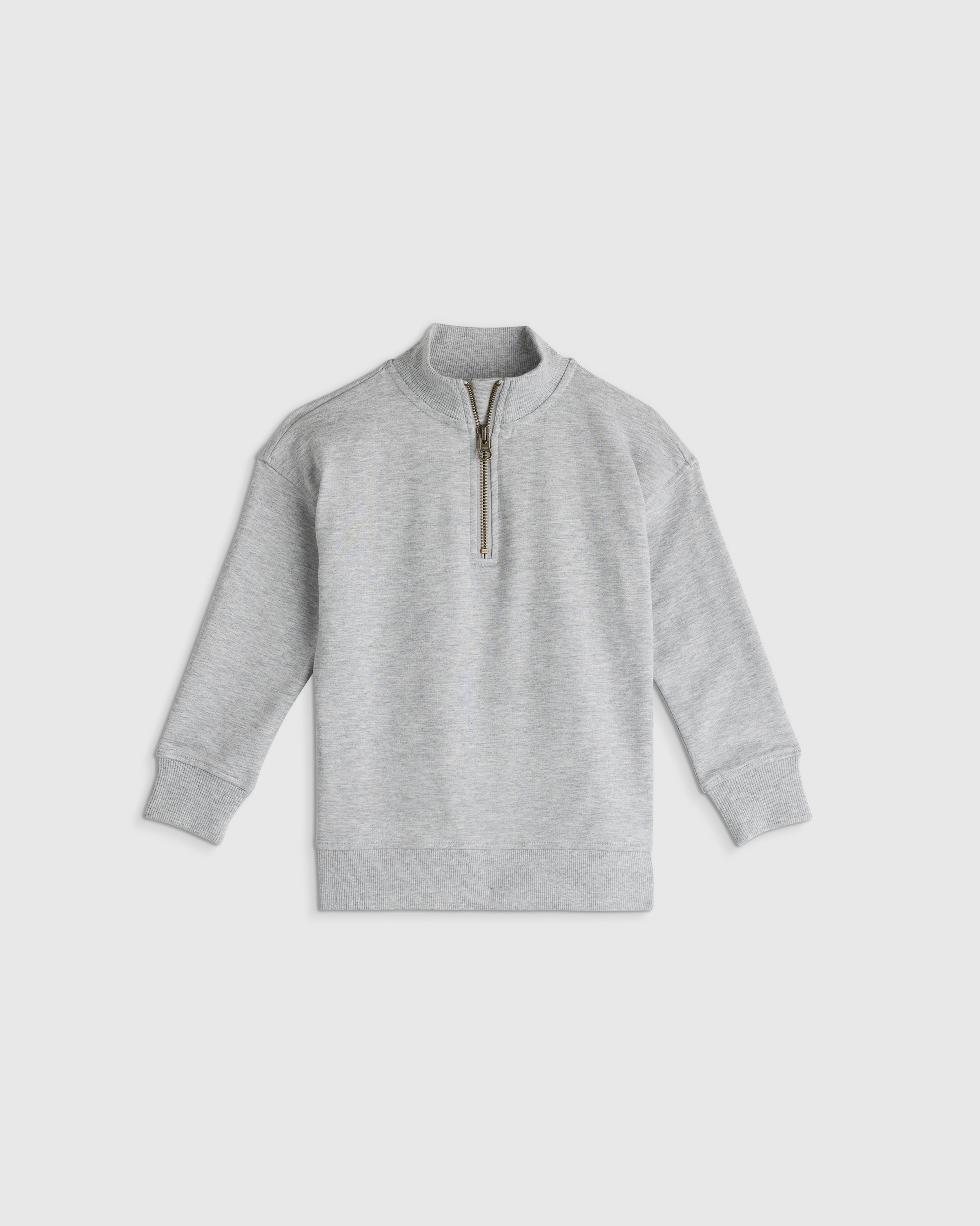 Heather Grey Organic Cotton French Terry Quarter-Zip