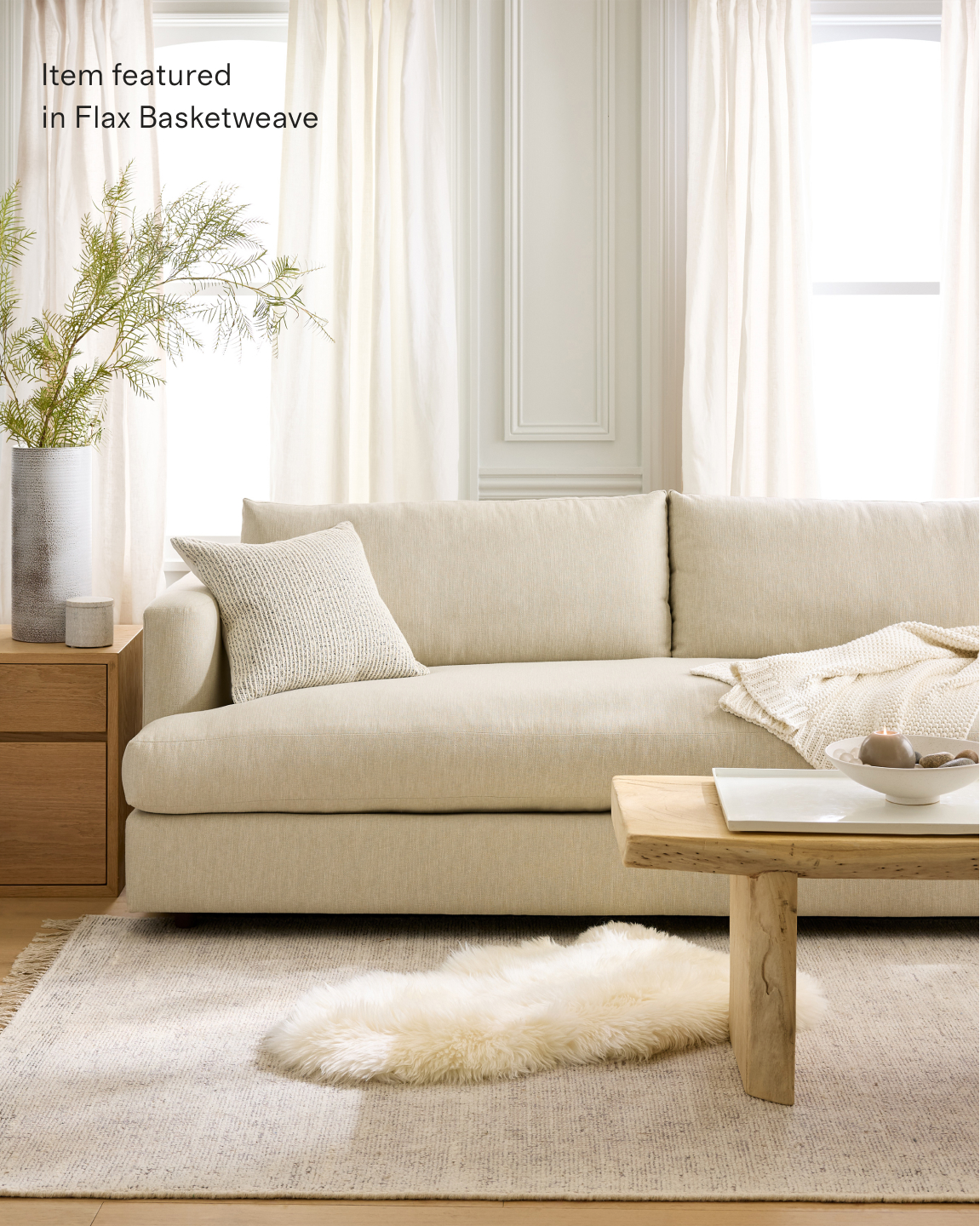 Sierra Performance Basketweave Curved Arm Sofa