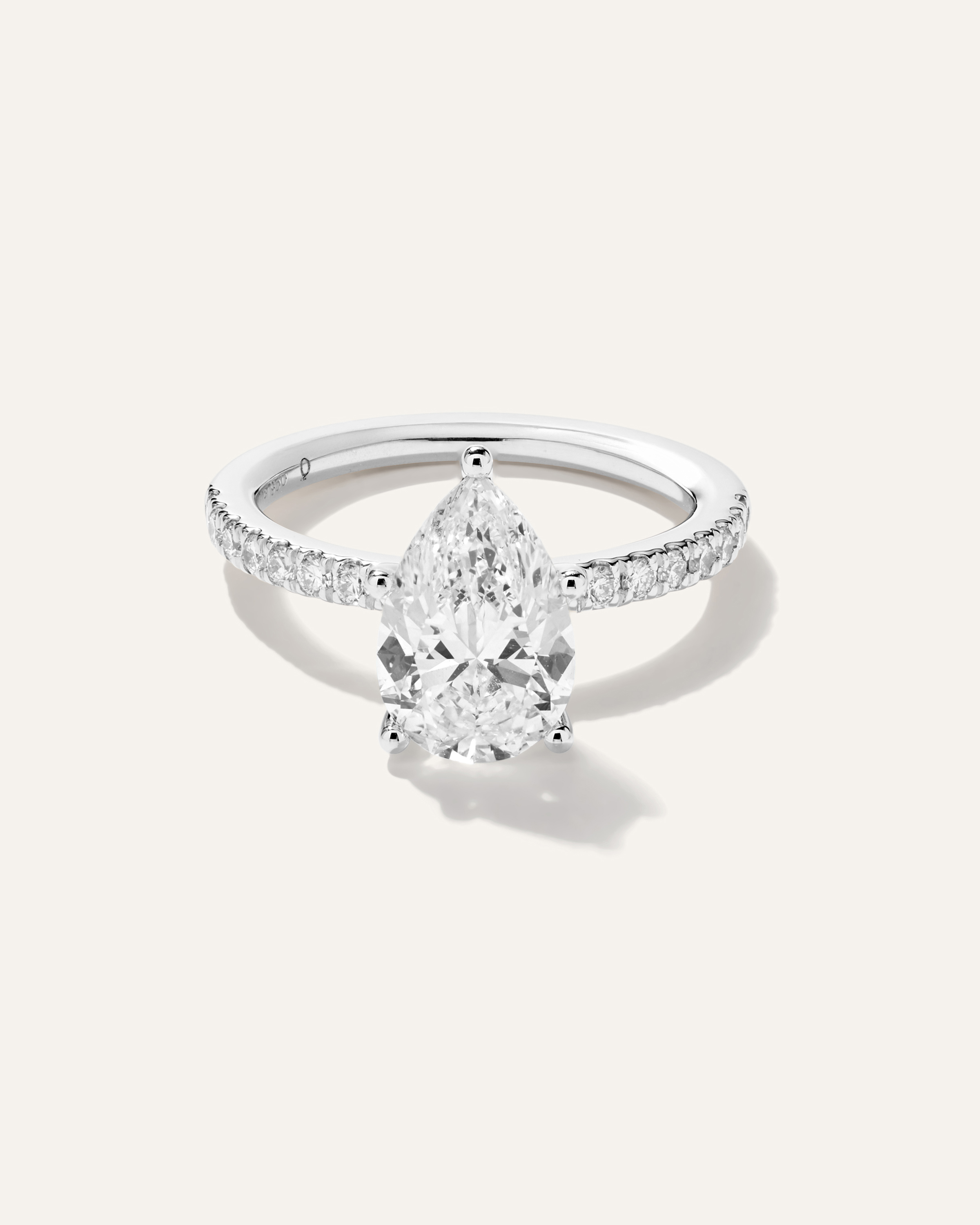 Platinum Lab Grown Diamond Pear Petite Pave Engagement Ring