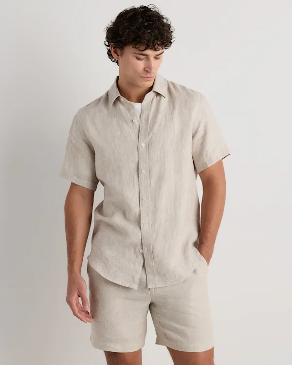 100% European Linen Relaxed Short Sleeve Shirt