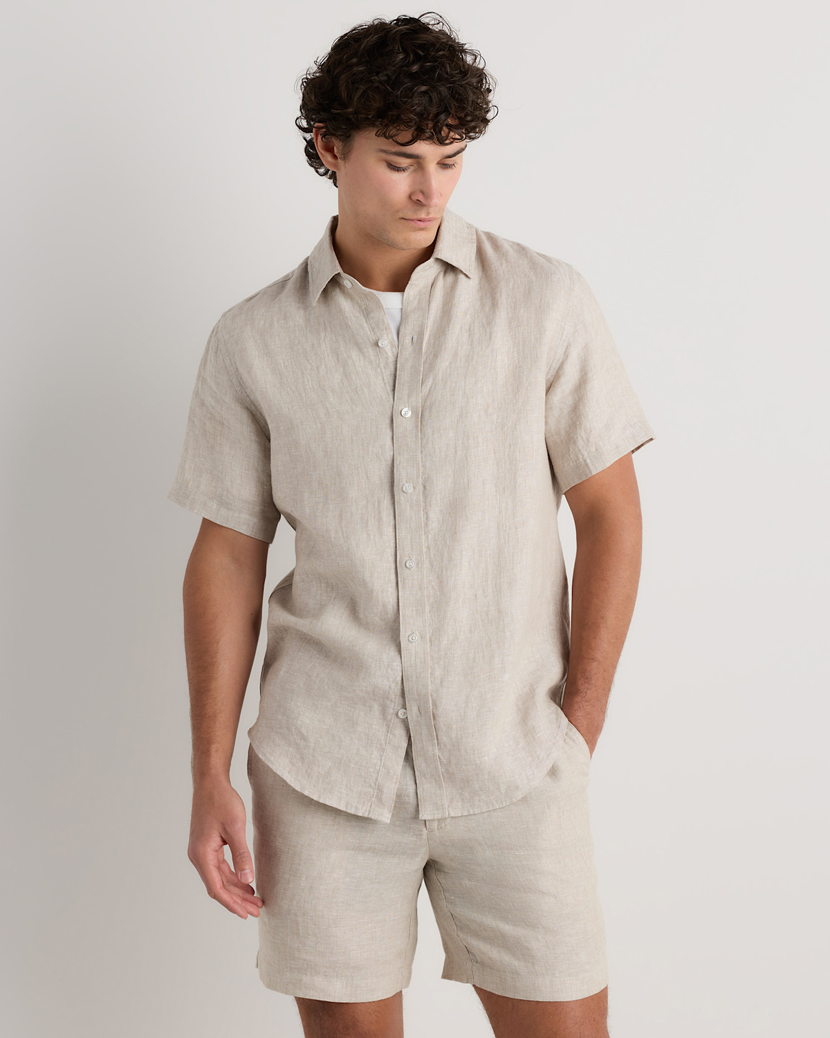 100% European Linen Relaxed Short Sleeve Shirt
