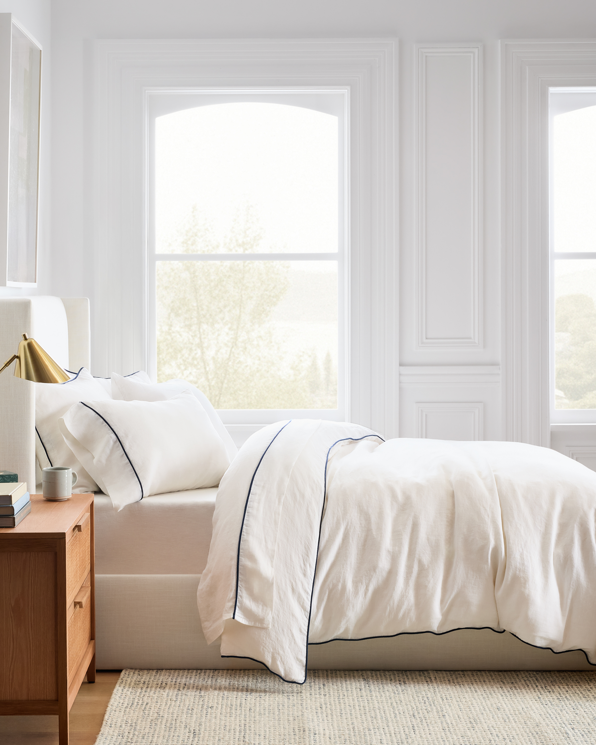 European Linen Piped Duvet Cover Set - Thumbnail 3